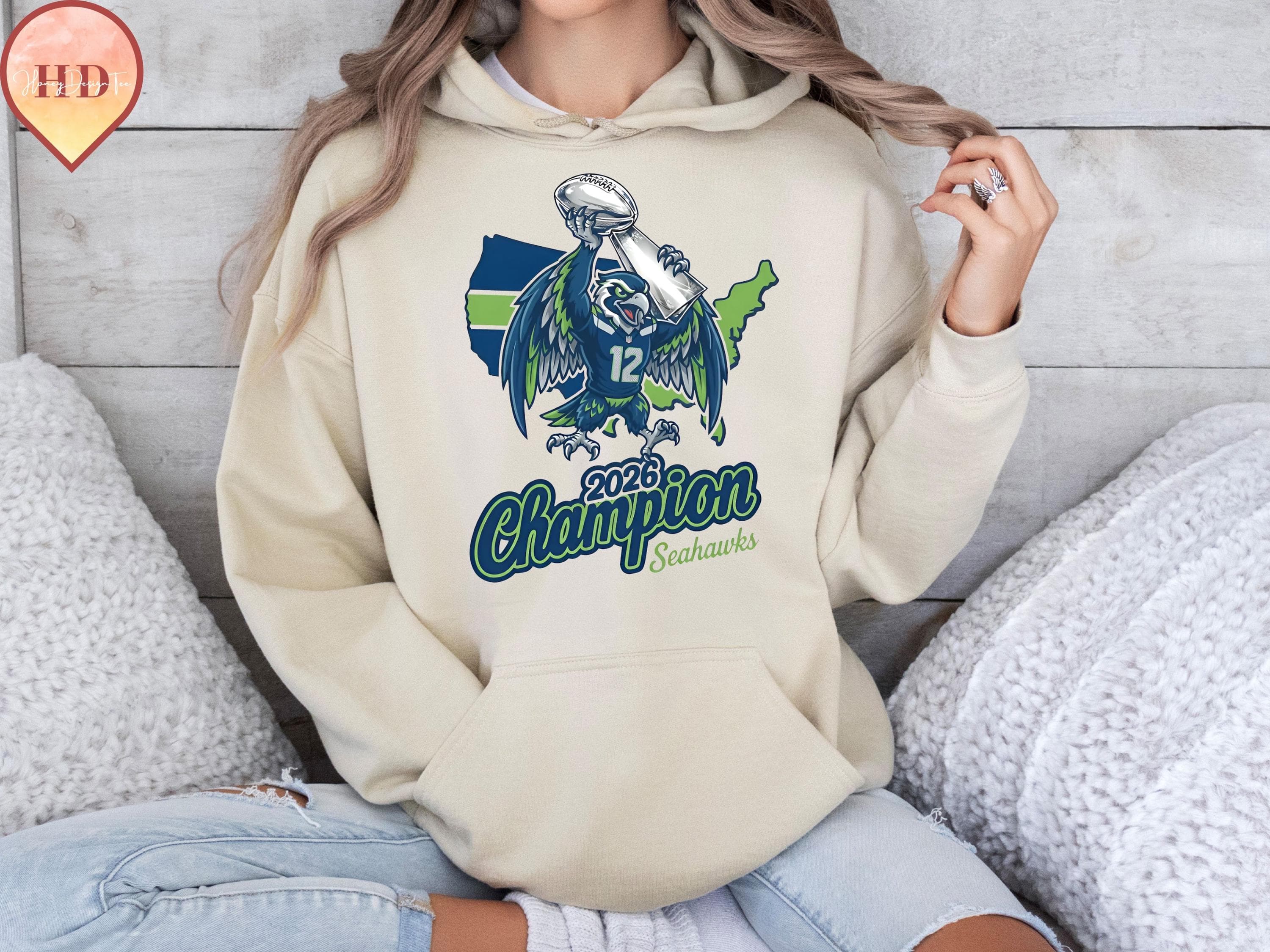 2026 Football Champion Hawk DTF Transfer | Seattle Seahawks Heat Press Design - image 2