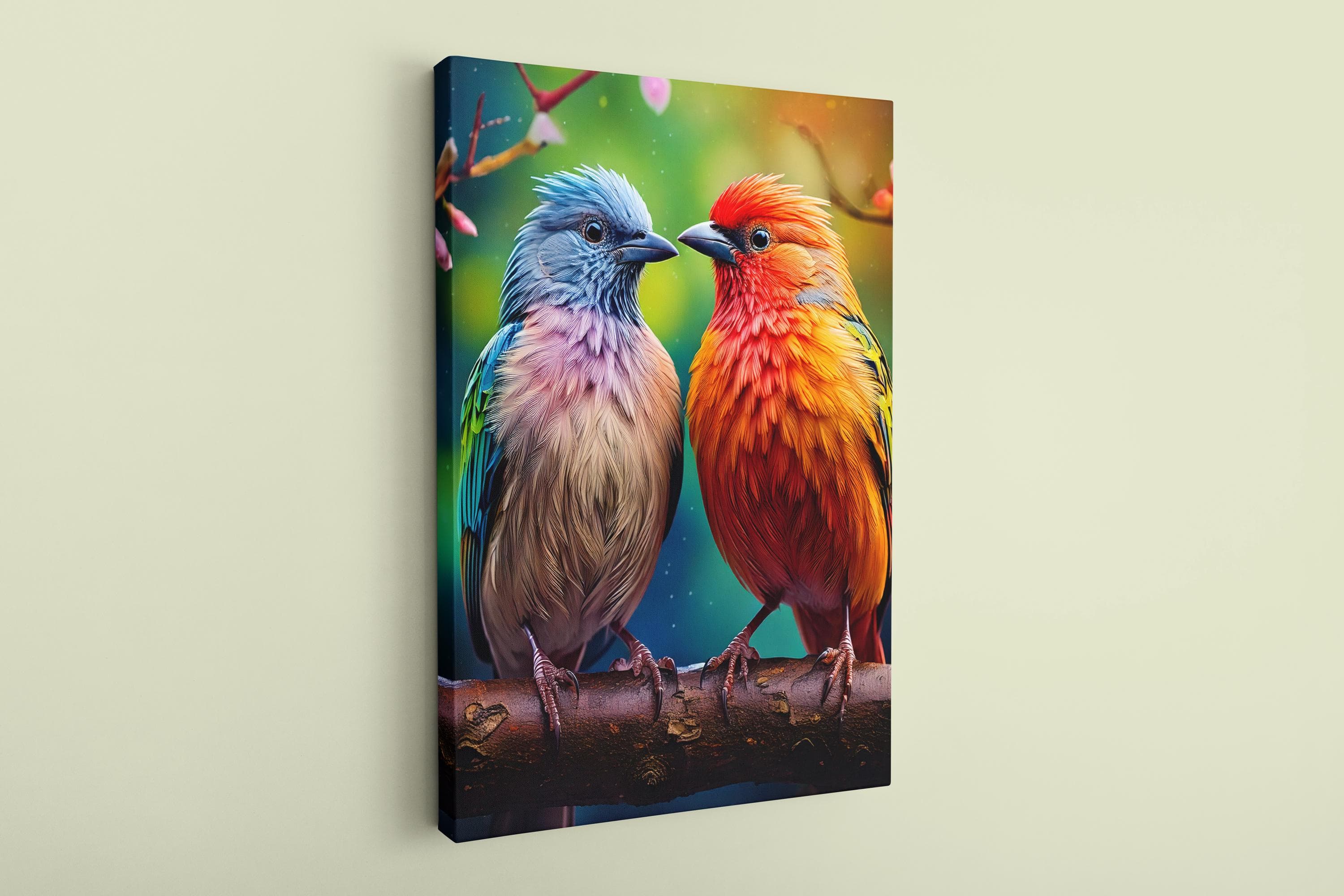 Colorful Birds Canvas Art Print: Rainbow Wall Decor