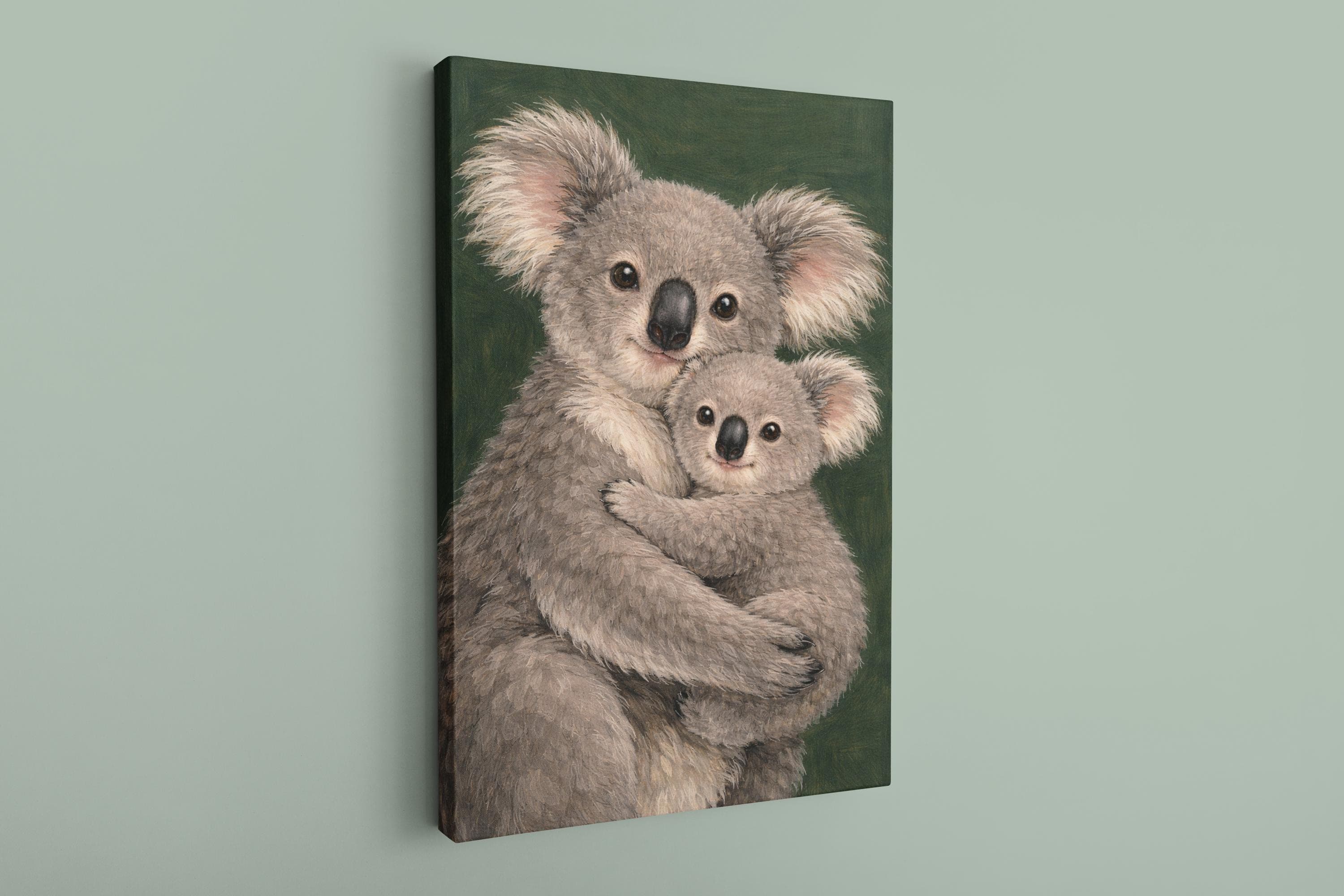 Koala Mother  Baby Canvas,Cute Animal Wall Art,Nursery Decor,Wildlife Painting,Baby Room Decor,Australian Animal Art,Soft Neutral Wall Art - image 5