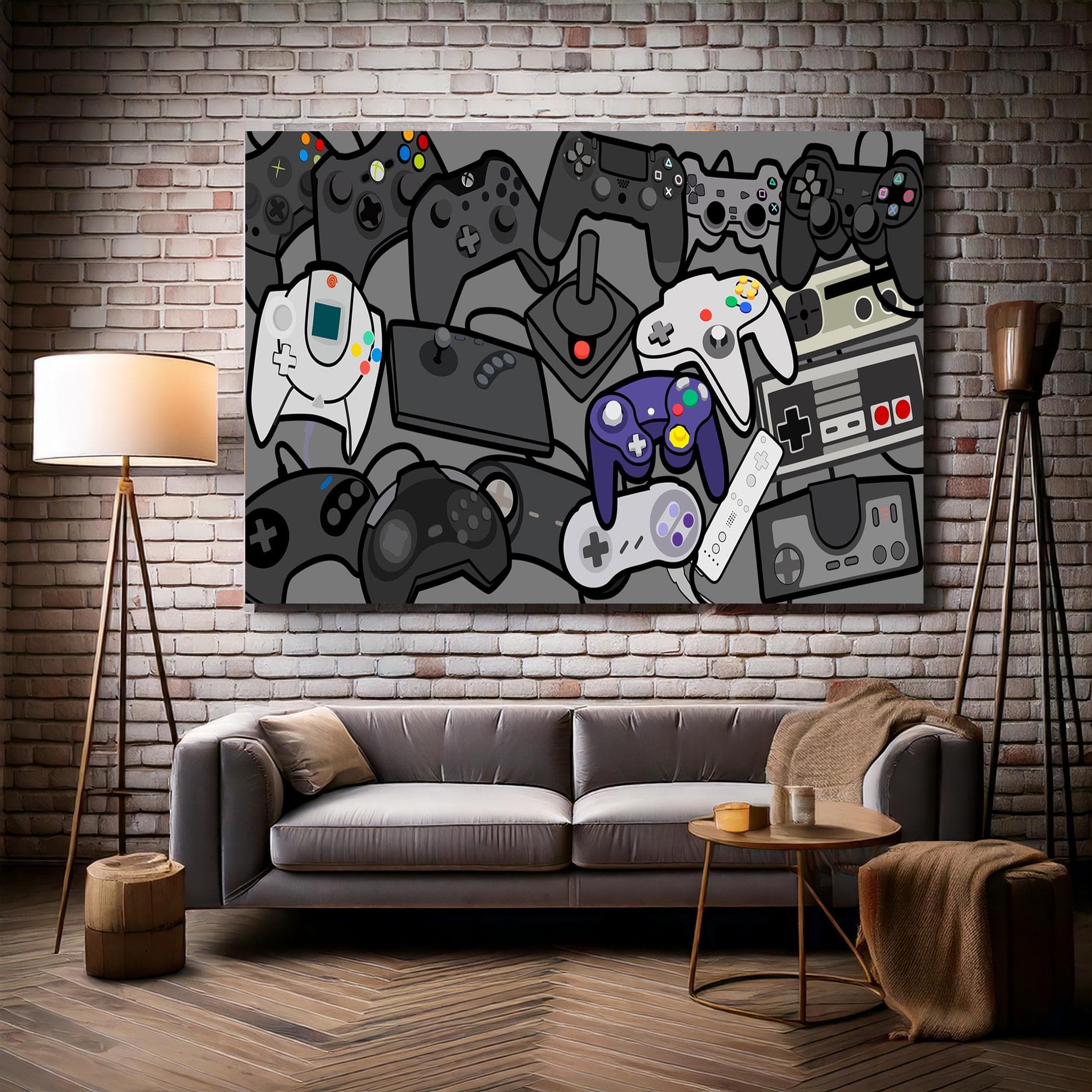 Personalized Retro Gaming Canvas Art: Gamer Room Decor,Retro Game Controller Evolution Art Print - image 4