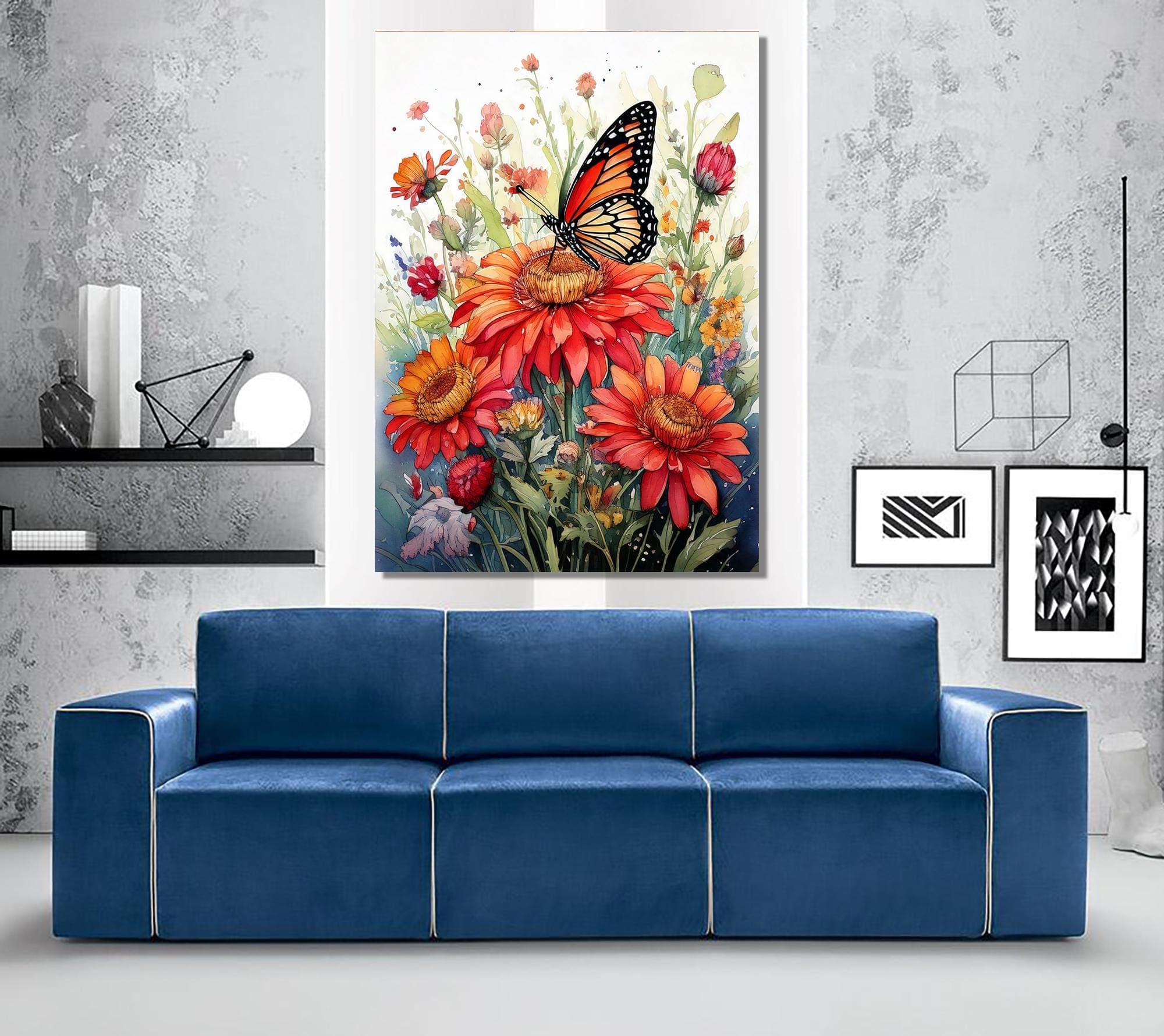 Butterfly Canvas Print: Botanic Floral Wall Art