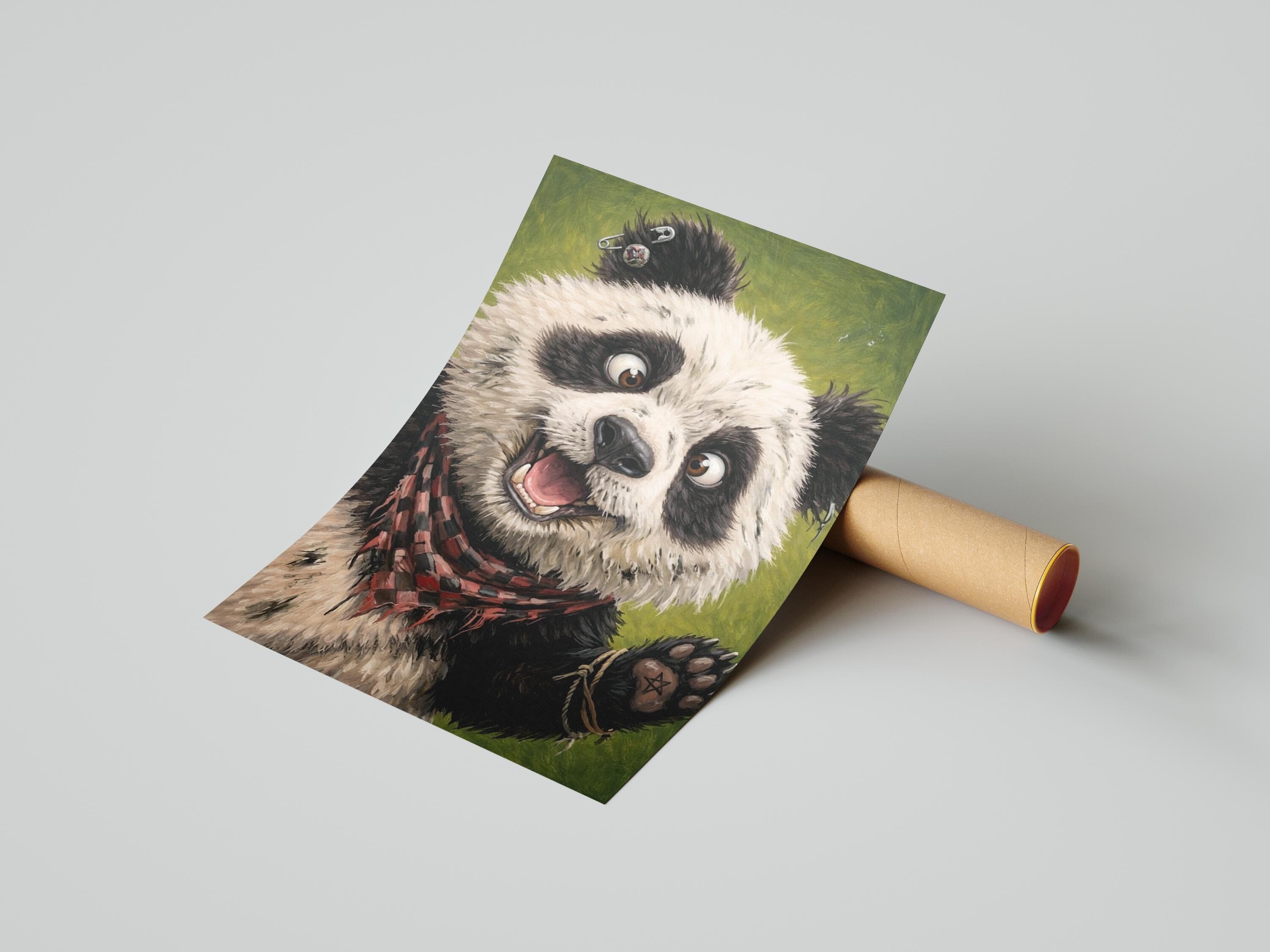 Punk Panda Canvas Wall Art,Edgy Animal Portrait,Grunge Panda Print,Alternative Home Decor,Punk Rock Animal Wall Decor,Street Art Style Panda - image 5