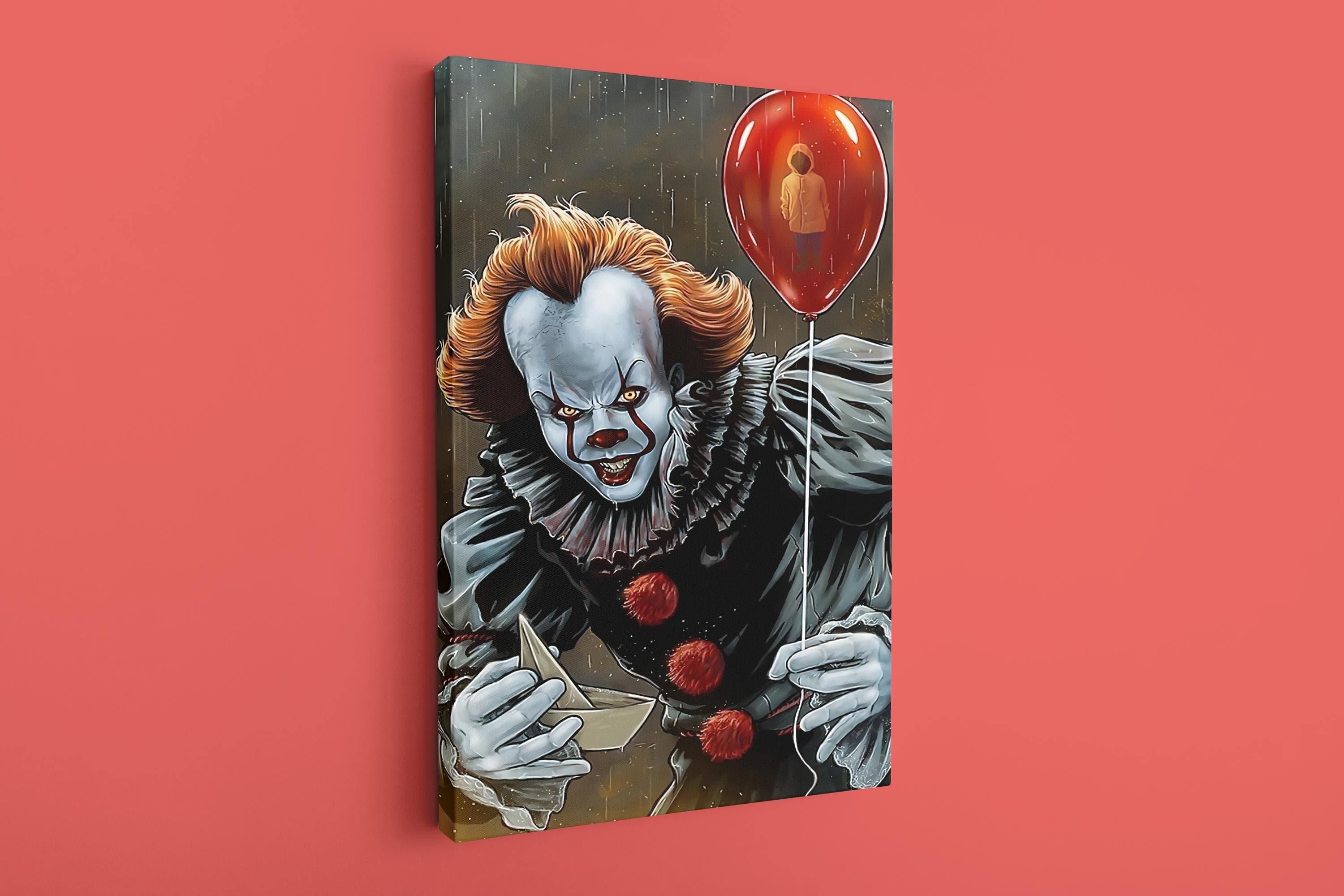 Pennywise art, Horror Movies Canvas,Pennywise Canvas Art, Horror Wall Art, Print,  Colorful  Canvas Customizable Canvas - image 4
