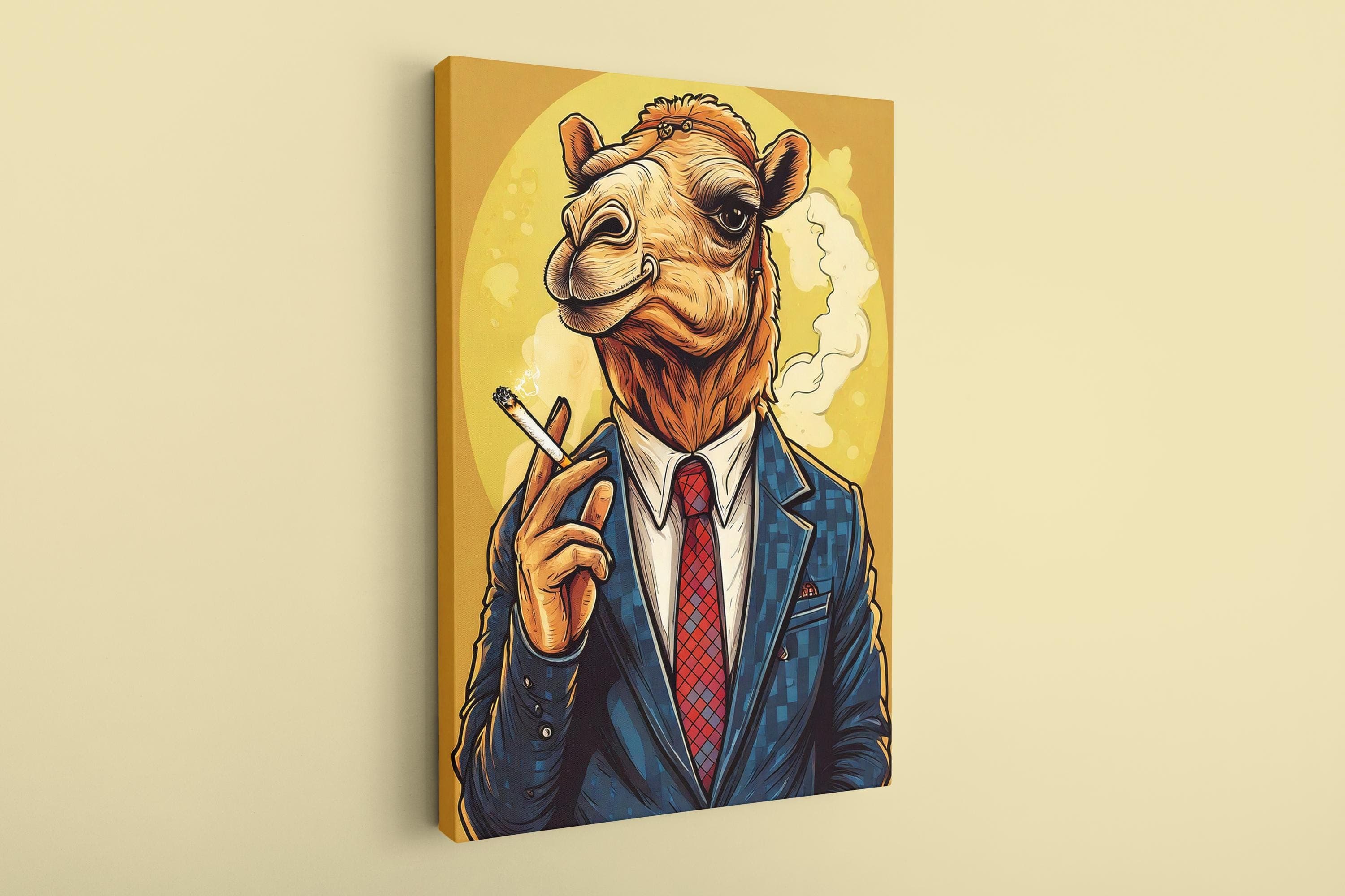 Camel in Suit Canvas Print: Stylish Animal Wall Art