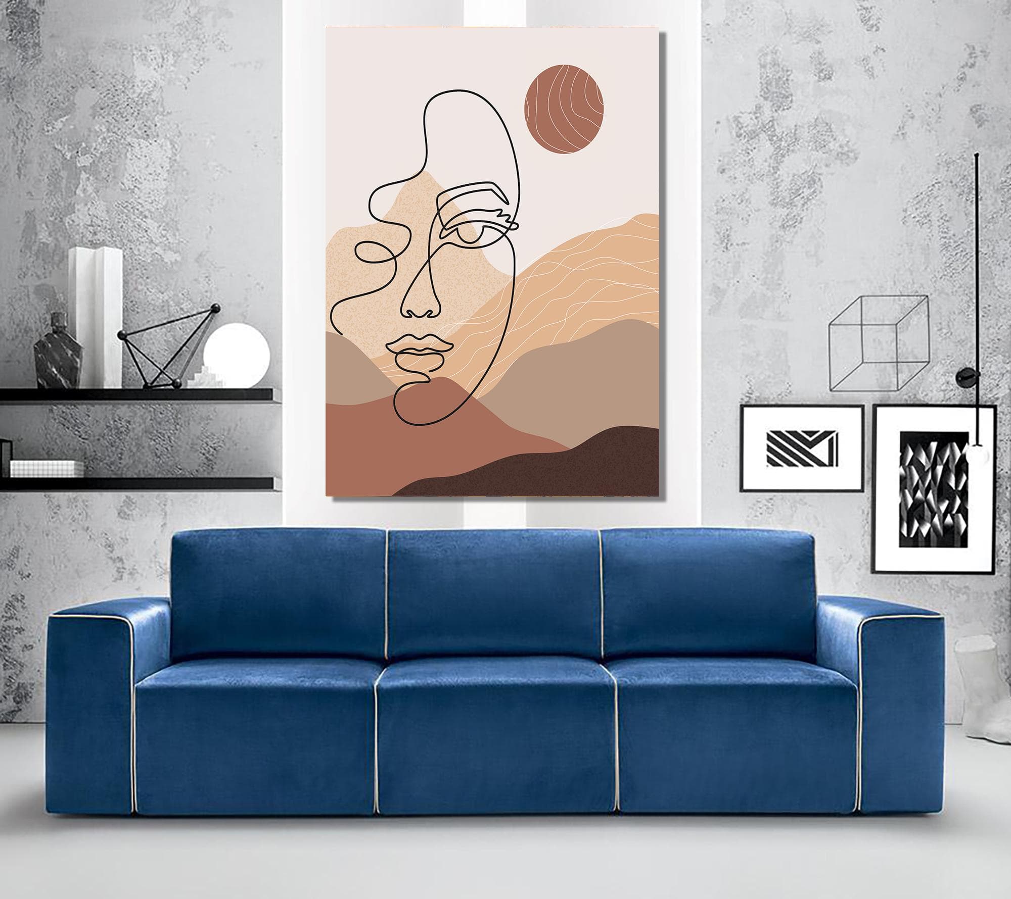 Abstract Line Art Canvas: Mid Century Modern Embroidered Wall Hanging - image 4
