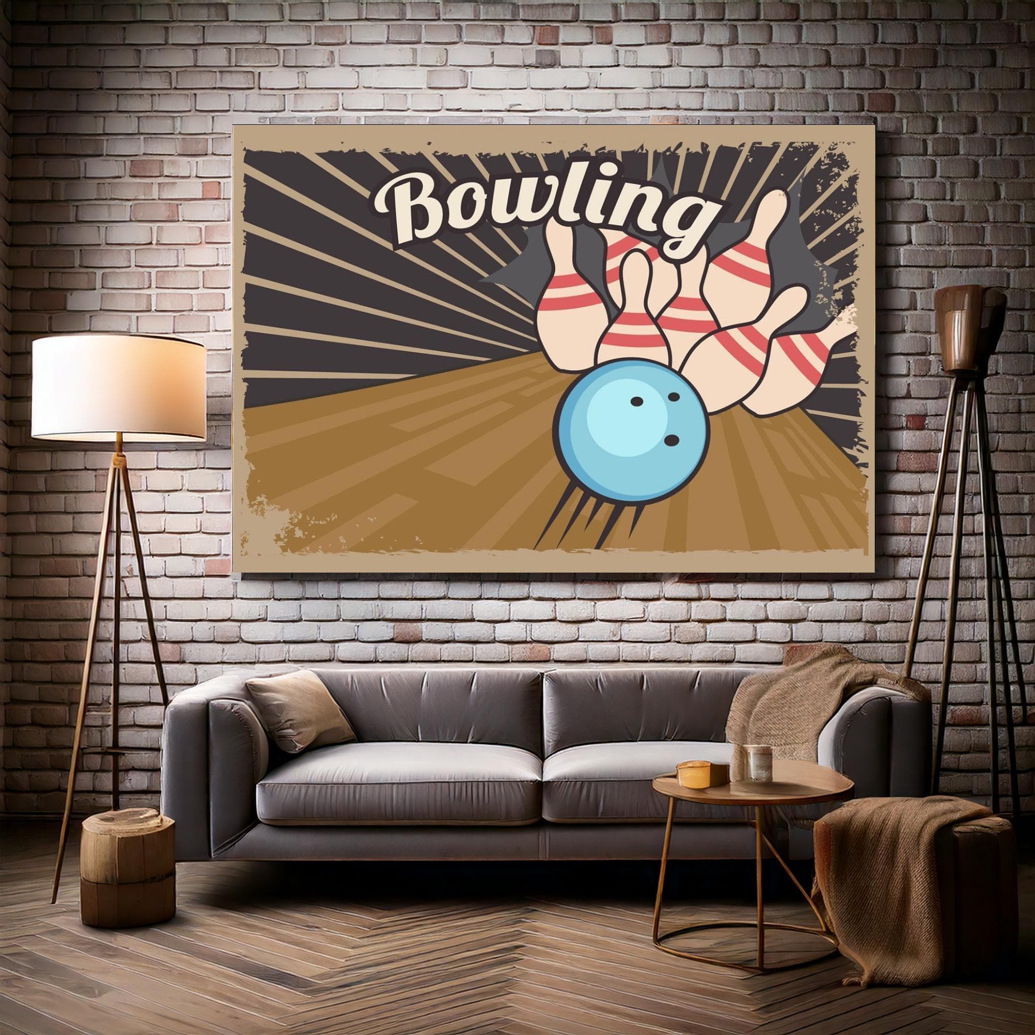 Bowling Canvas, Bowling Wall Decor, Bowling Art Picture, Living Room Decor, Retro  Canvas Art, Wall Hanging Customizable Canvas, Gift Dad - image 3
