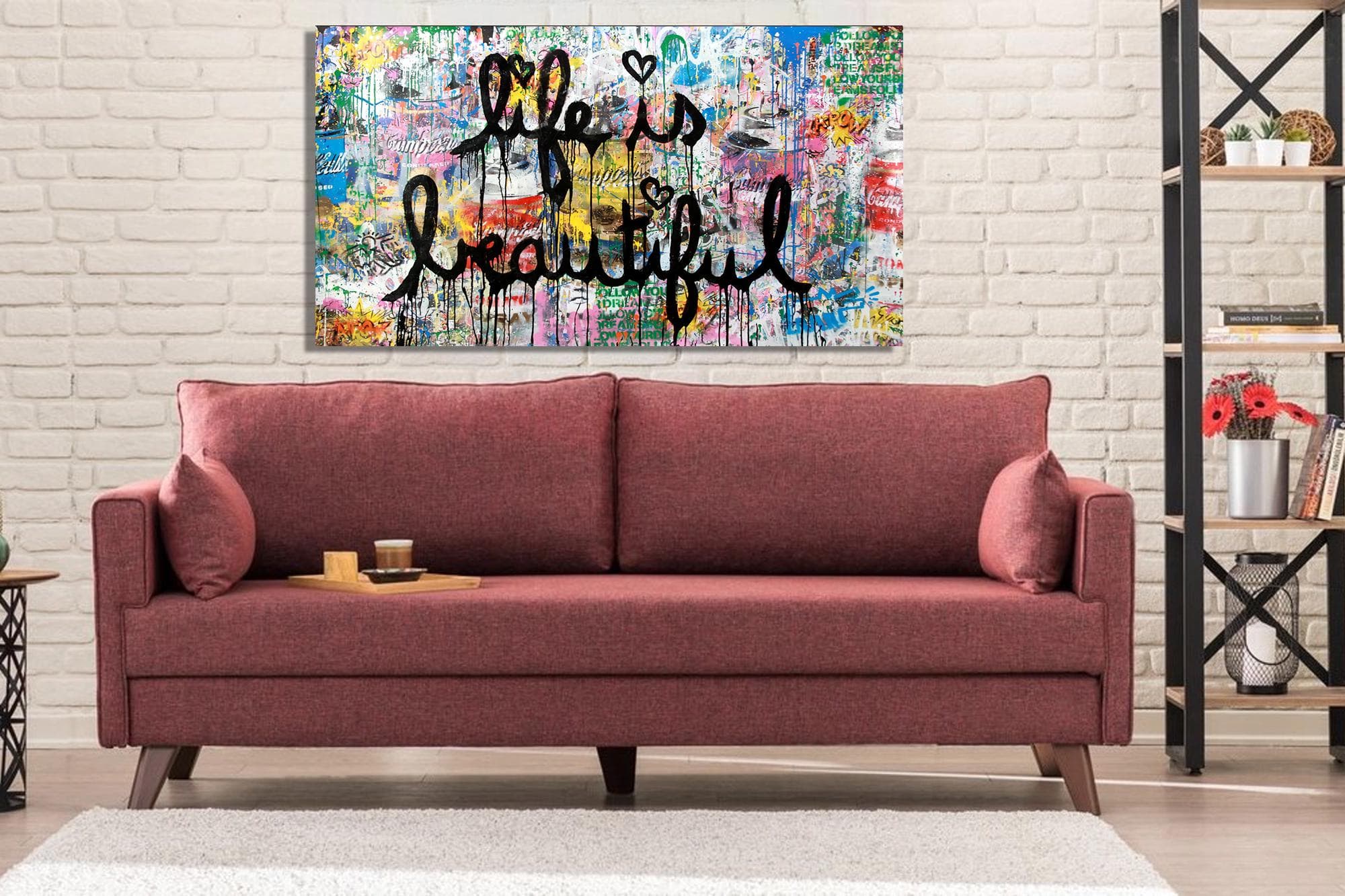 Life Is Beautiful Graffiti Canvas, Graffiti Canvas Art, Street Wall Art, Home Décor, Art Print, Art Picture, Wall Decor, Wall Hanging - image 5