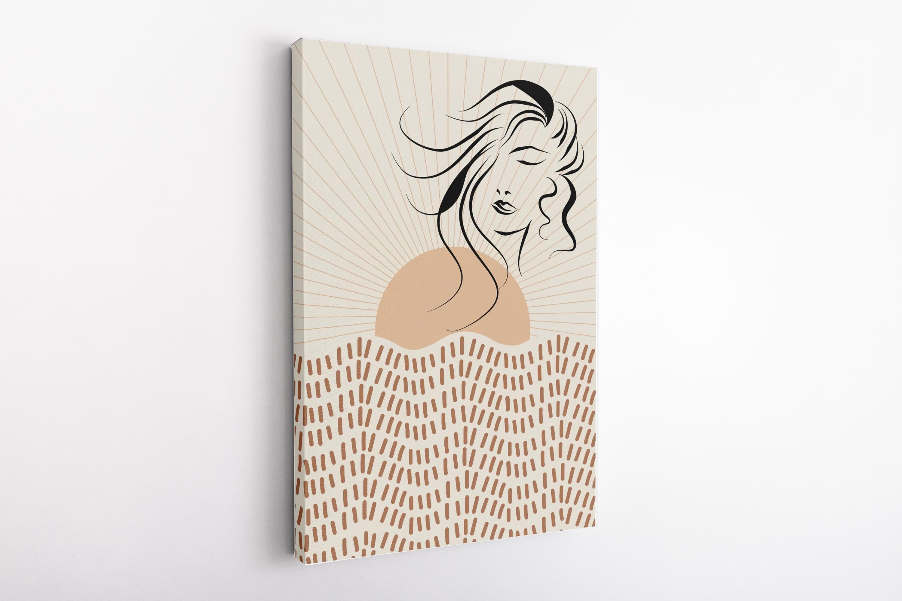 Woman Face Line Art Canvas: Mid Century Modern Wall Decor - image 3
