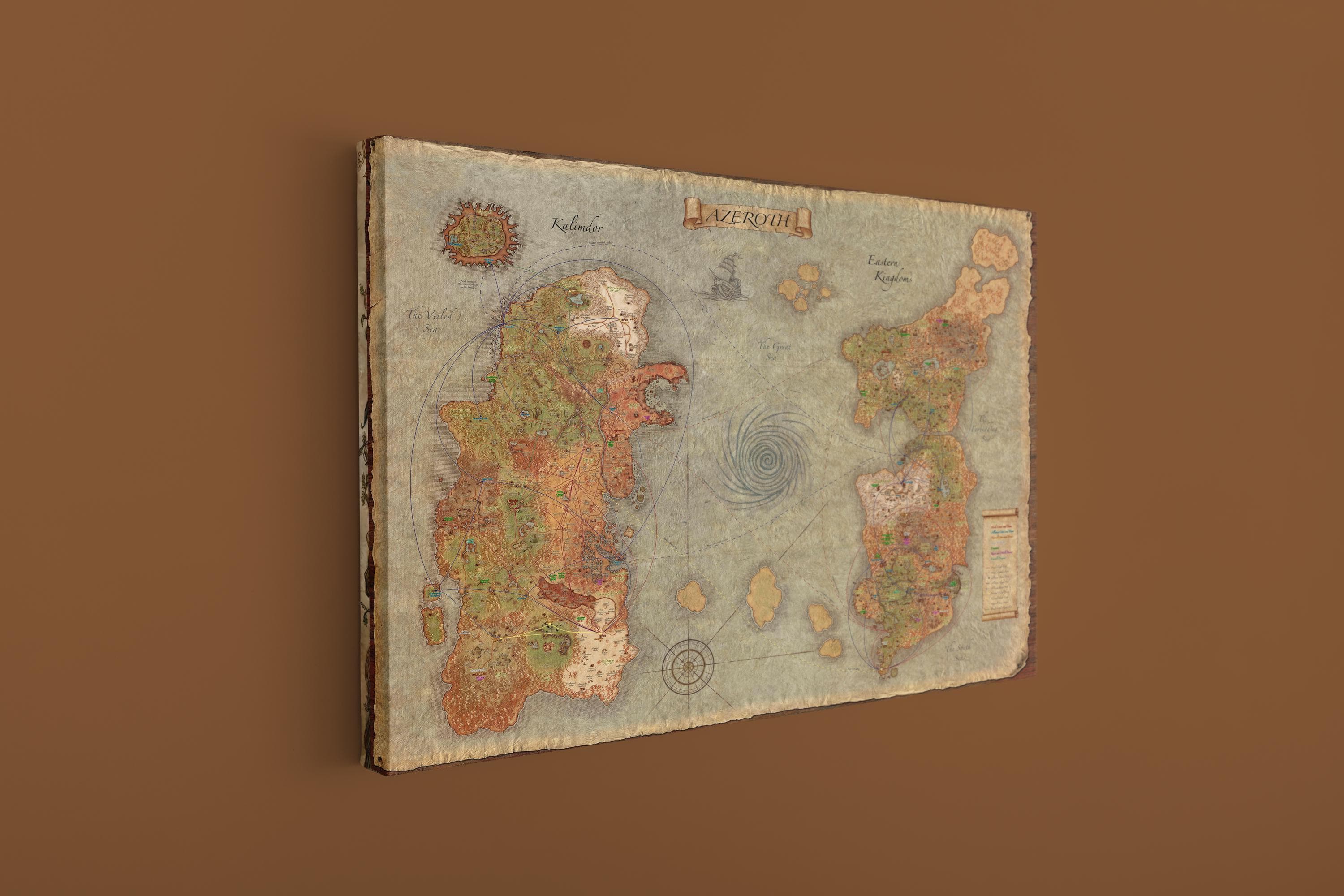 Map Poster, Azeroth Map Canvas, Map Wall Art Gaming ,Christmas Gift, Azeroth Wall Art, Game Print, Canvas Art Decor - image 4