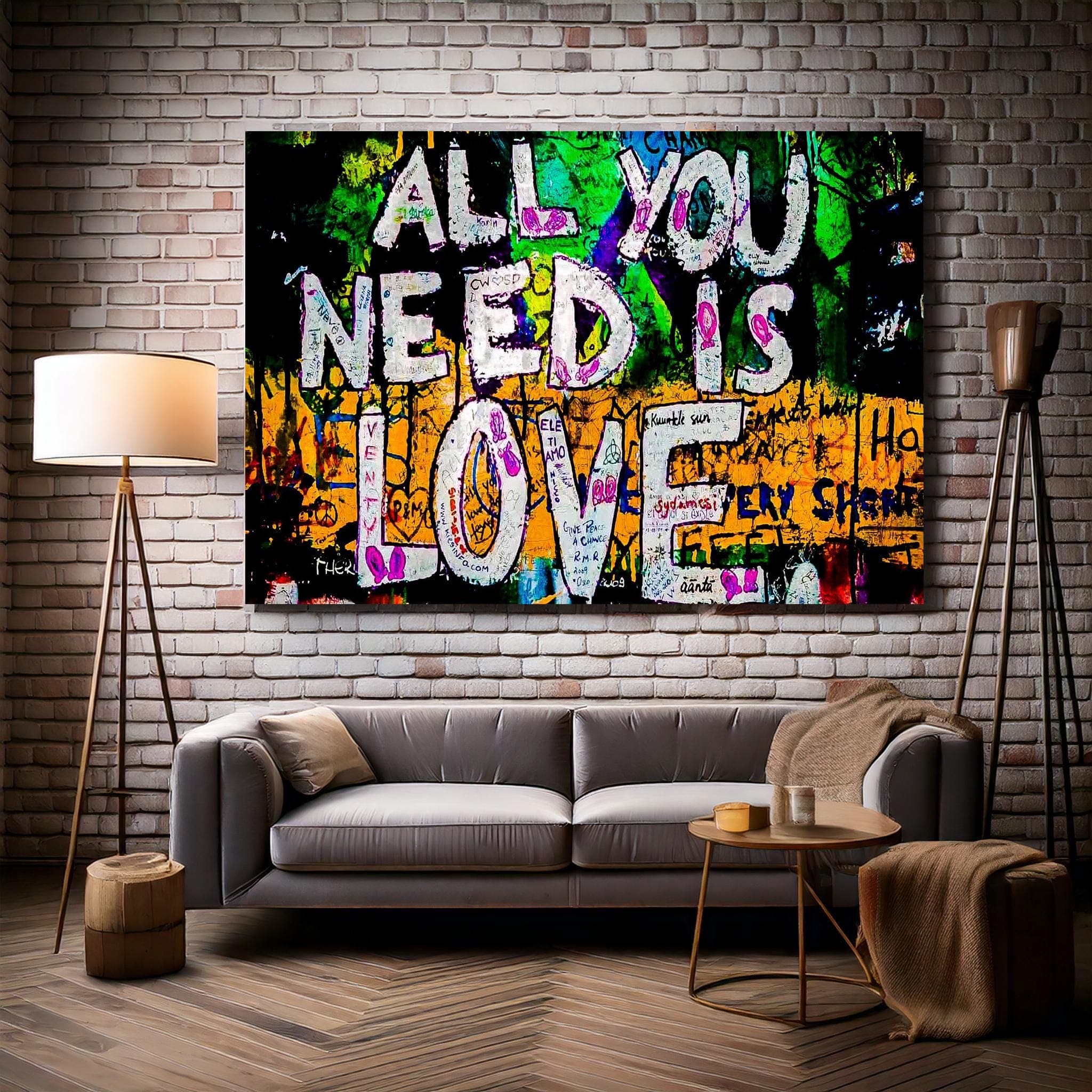 All You Need Is Love Graffiti Canvas Art: Street Wall Decor - image 3