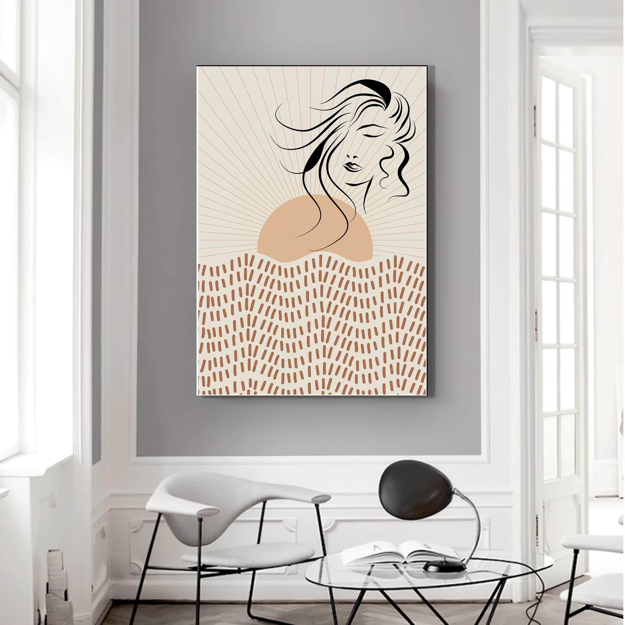 Woman Face Line Art Canvas: Mid Century Modern Wall Decor - image 4