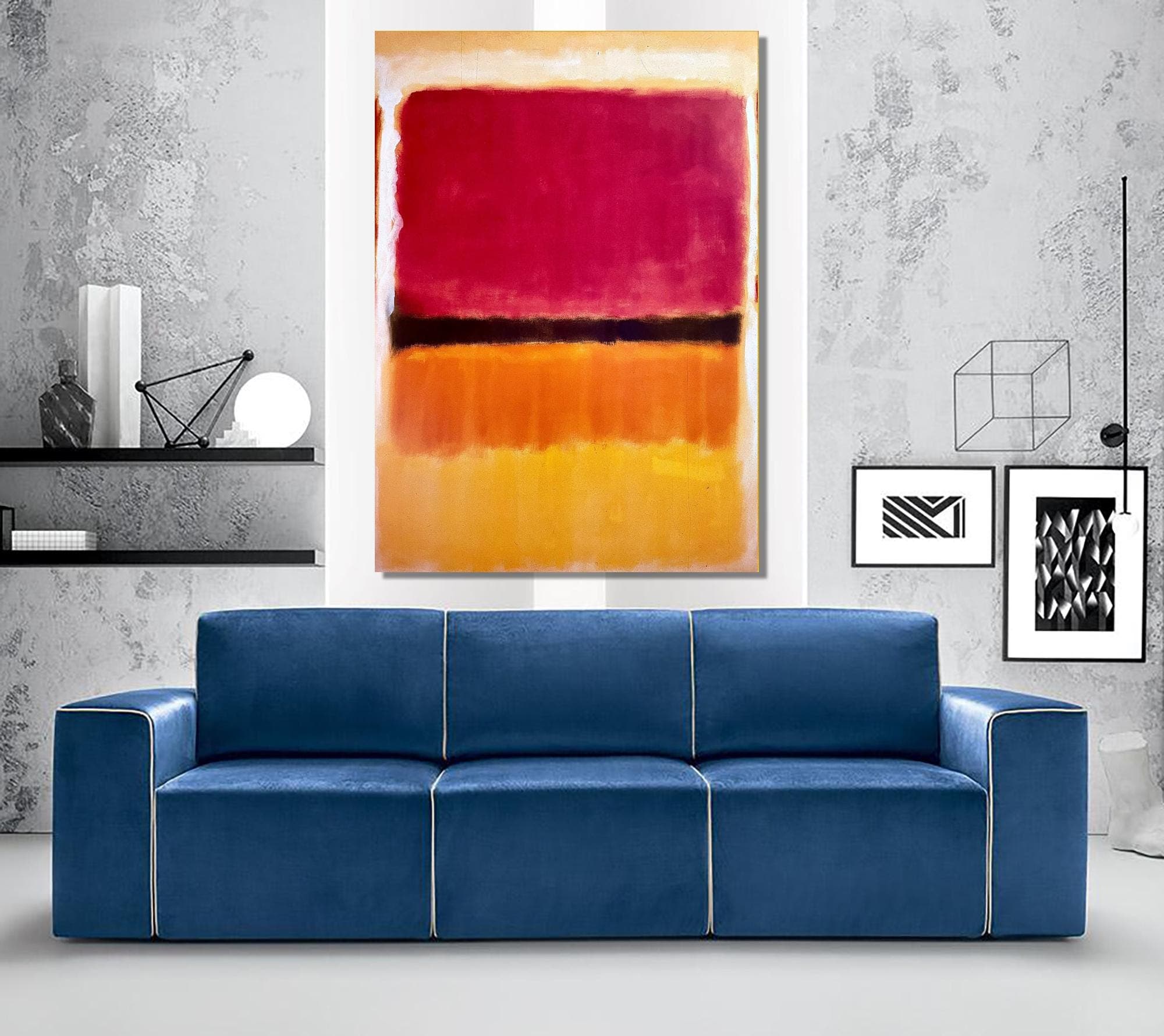 Abstract Rothko Style Canvas, Modern Minimalist Art , Red Orange Purple Color Block Poster, Mark Rothko Shades of Red - image 3