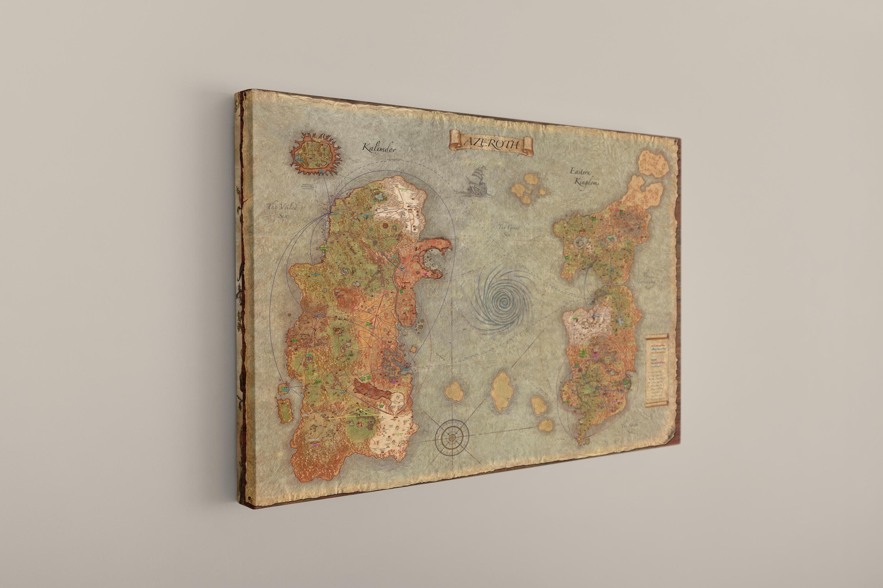 Map Poster, Azeroth Map Canvas, Map Wall Art Gaming ,Christmas Gift, Azeroth Wall Art, Game Print, Canvas Art Decor - image 5