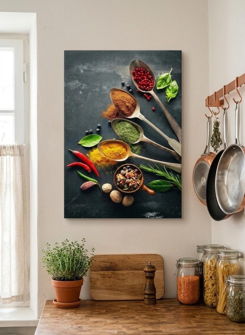 Spices Wall Art, Kitchen Canvas Print,Professional Chef Kitchen Decor,Colorful Spices  Art,Restaurant Wall Decor,Foodie Gift - image 3