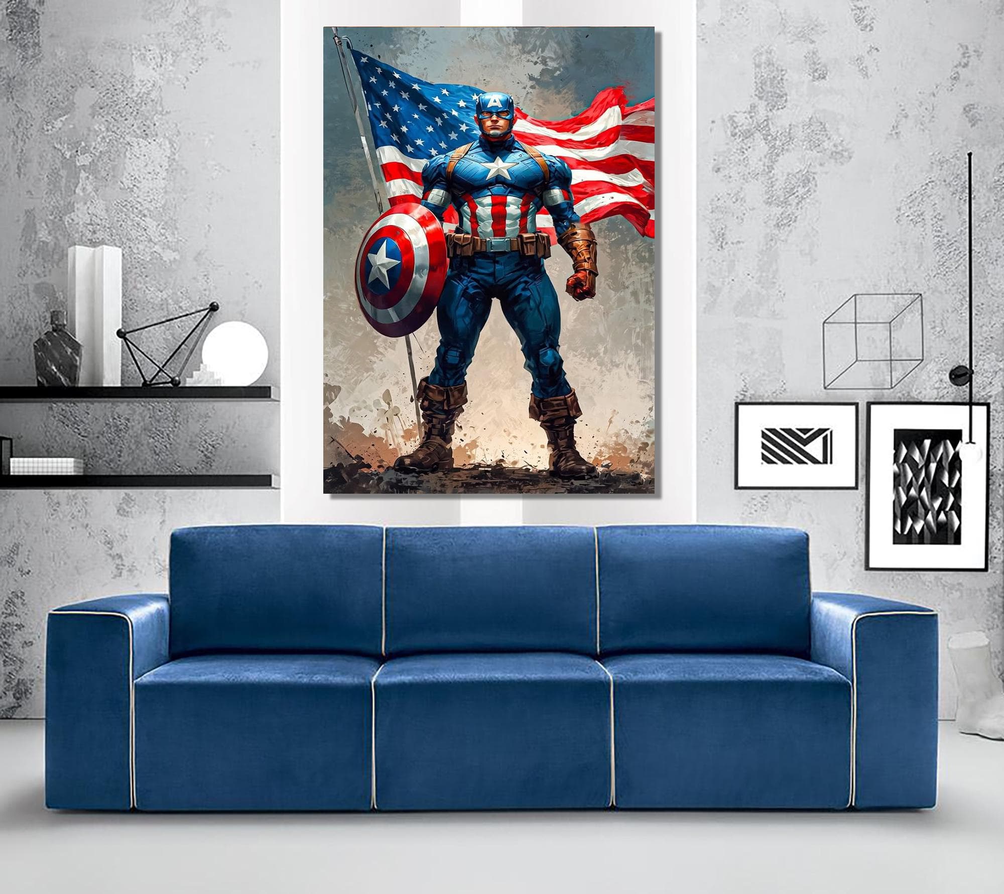 Captain America Canvas,  A fictional Character, Superhero Wall Art, Christmas Gift