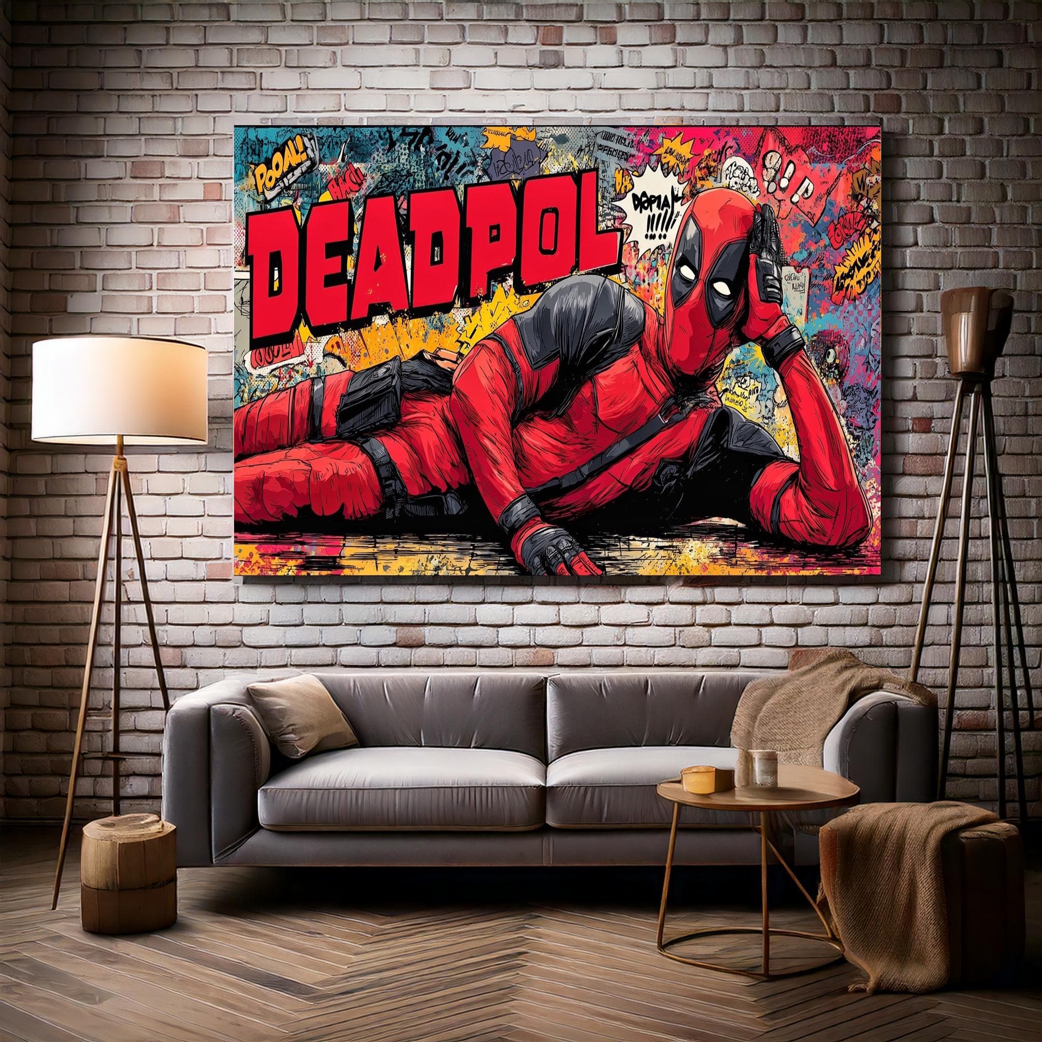 Deadpool Comic Wall Art Canvas, Colorful Superhero Poster, Pop Art Deadpool Print, Comic Fan Gift,Comic Style Wall Decor,Super Hero Wall Art