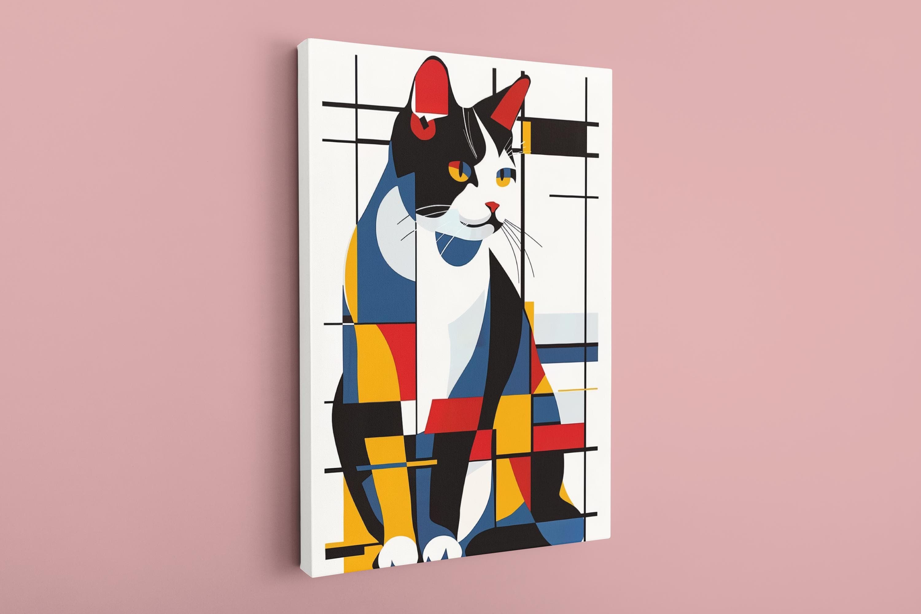 Mondrian Cat Art Canvas Print: Abstract Geometric Wall Decor - image 5