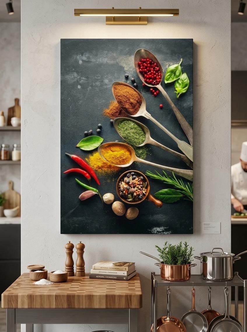 Spices Wall Art, Kitchen Canvas Print,Professional Chef Kitchen Decor,Colorful Spices  Art,Restaurant Wall Decor,Foodie Gift