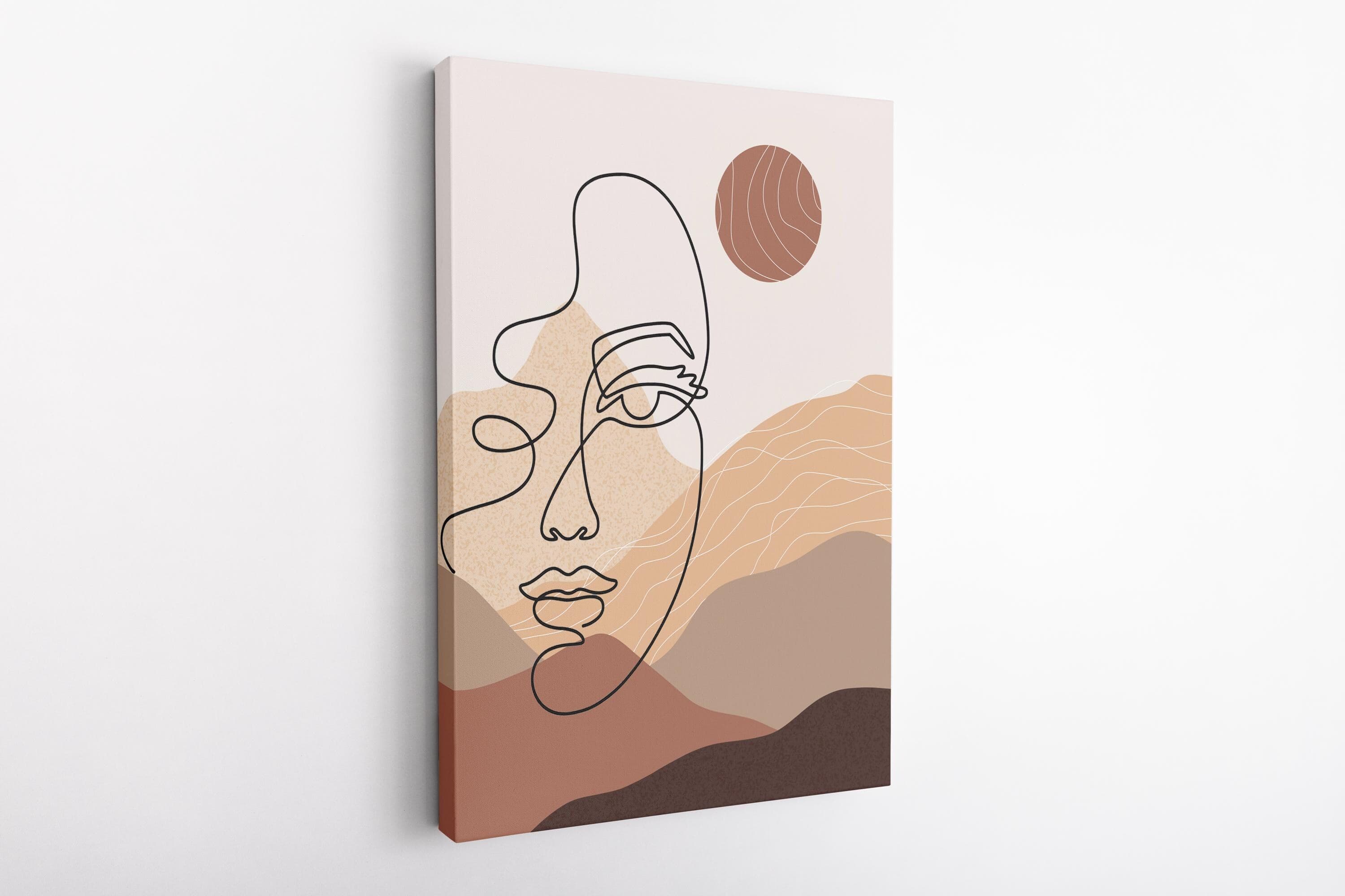 Abstract Line Art Canvas: Mid Century Modern Embroidered Wall Hanging - image 3