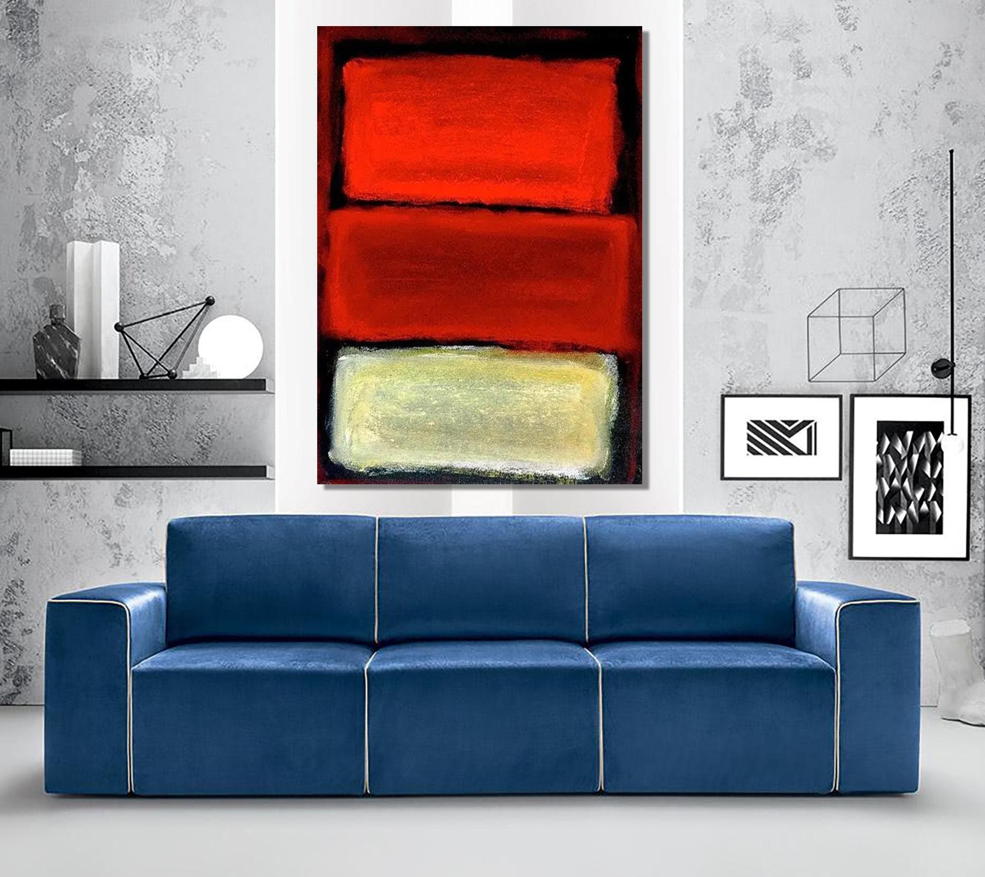 Abstract Rothko Style Canvas, Modern Minimalist Art , Red Orange Beige Color Block Poster, Mark Rothko Shades of Red - image 4