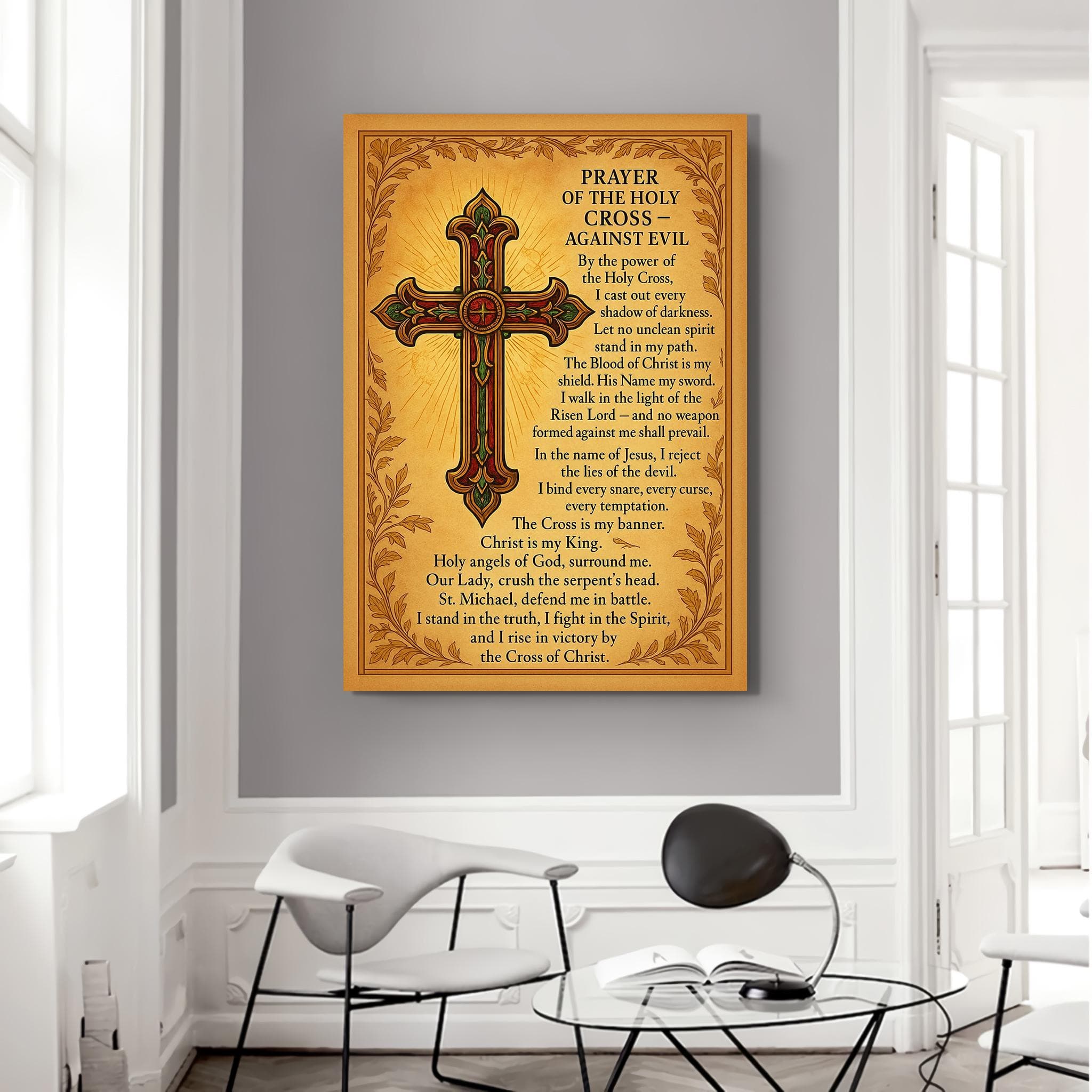 Prayer of the Holy Cross Canvas,Christian Wall Art,Catholic Religious Artwork,Jesus Cross Scripture,Faith Decor,Spiritual Protection Prayer - image 3