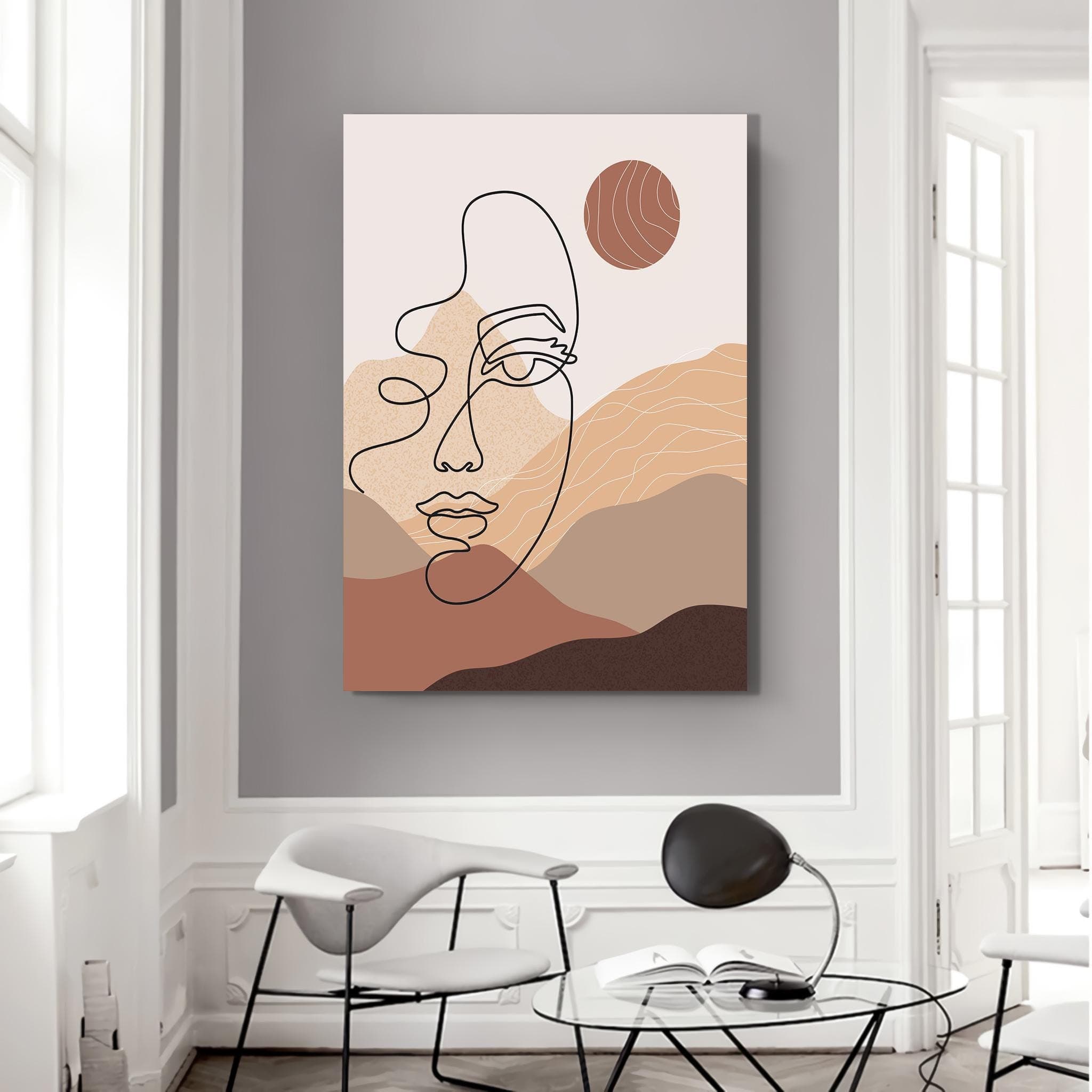 Abstract Line Art Canvas: Mid Century Modern Embroidered Wall Hanging