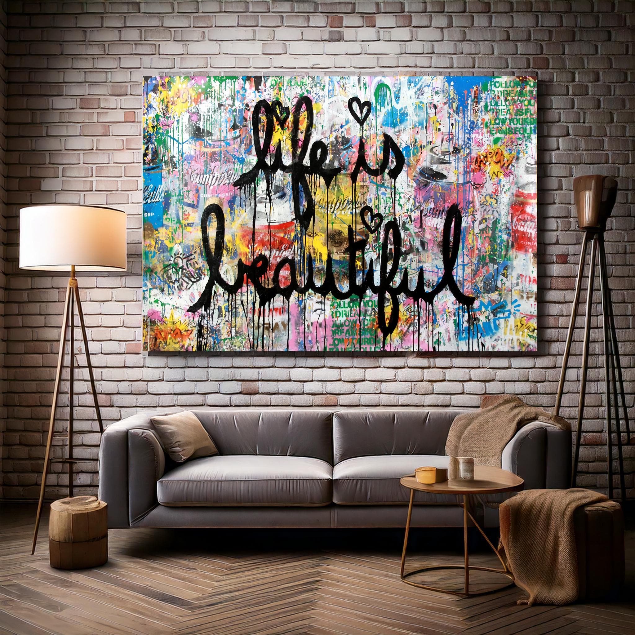 Life Is Beautiful Graffiti Canvas, Graffiti Canvas Art, Street Wall Art, Home Décor, Art Print, Art Picture, Wall Decor, Wall Hanging - image 3