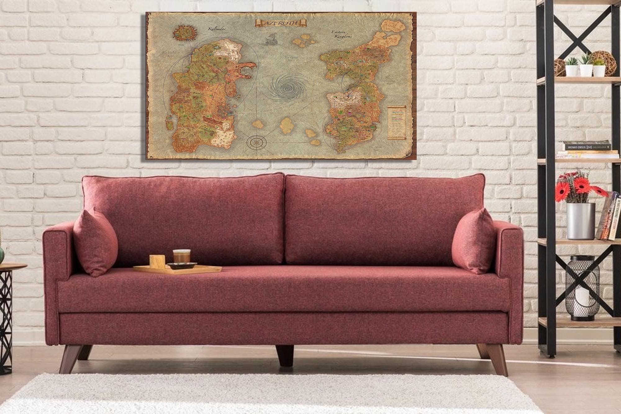 Map Poster, Azeroth Map Canvas, Map Wall Art Gaming ,Christmas Gift, Azeroth Wall Art, Game Print, Canvas Art Decor - image 3