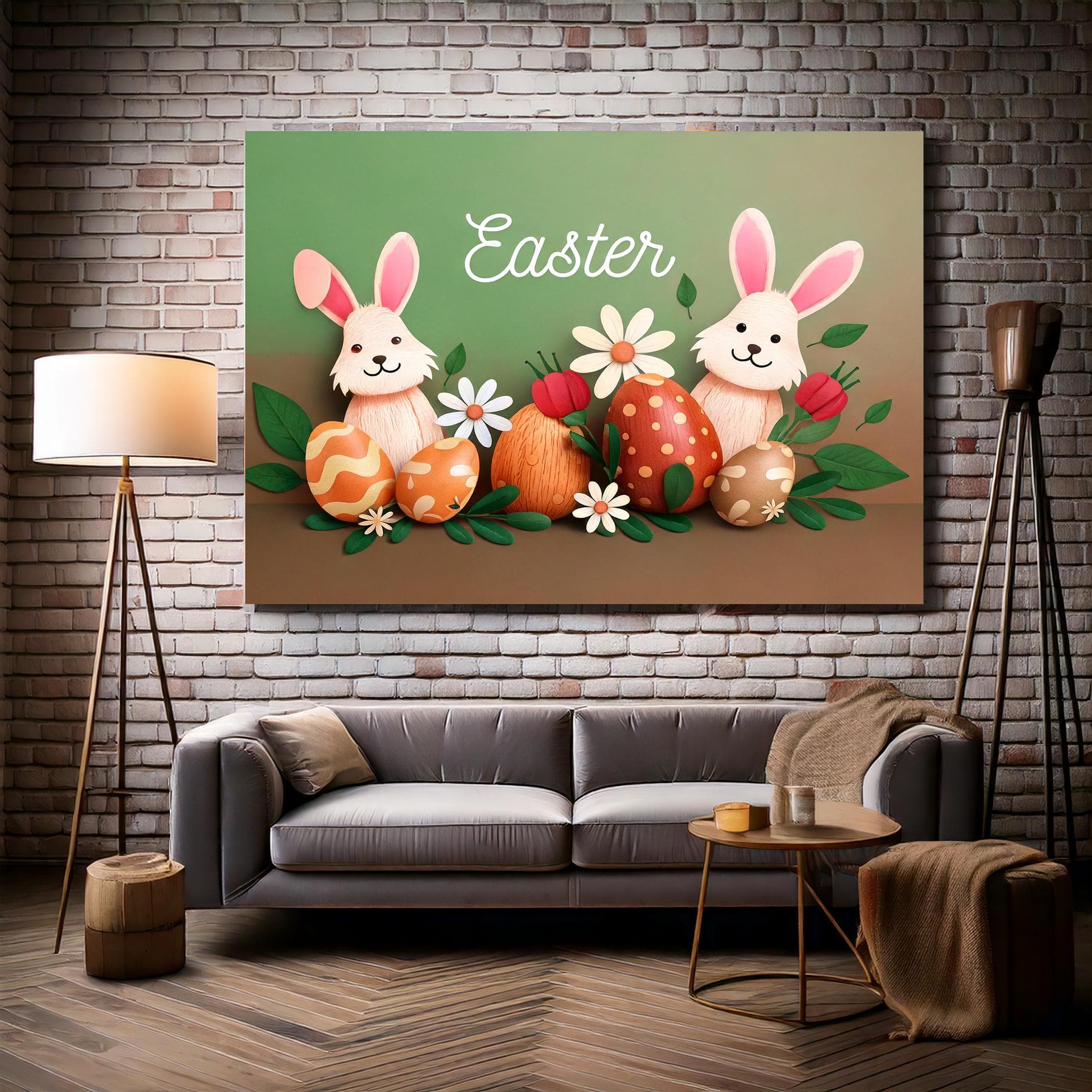 Rabbit Easter Canvas Art: Kids Room Decor