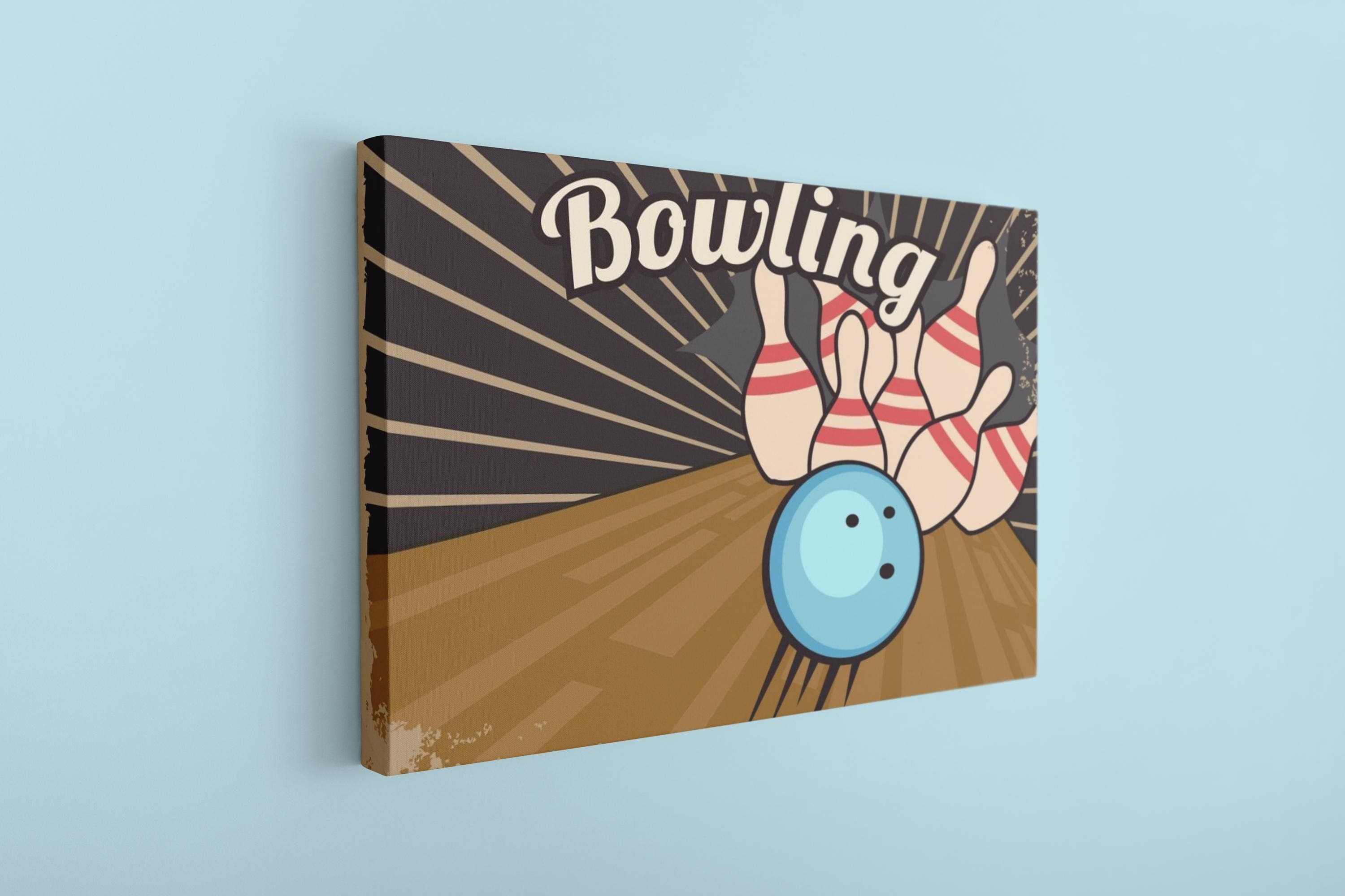 Bowling Canvas, Bowling Wall Decor, Bowling Art Picture, Living Room Decor, Retro  Canvas Art, Wall Hanging Customizable Canvas, Gift Dad
