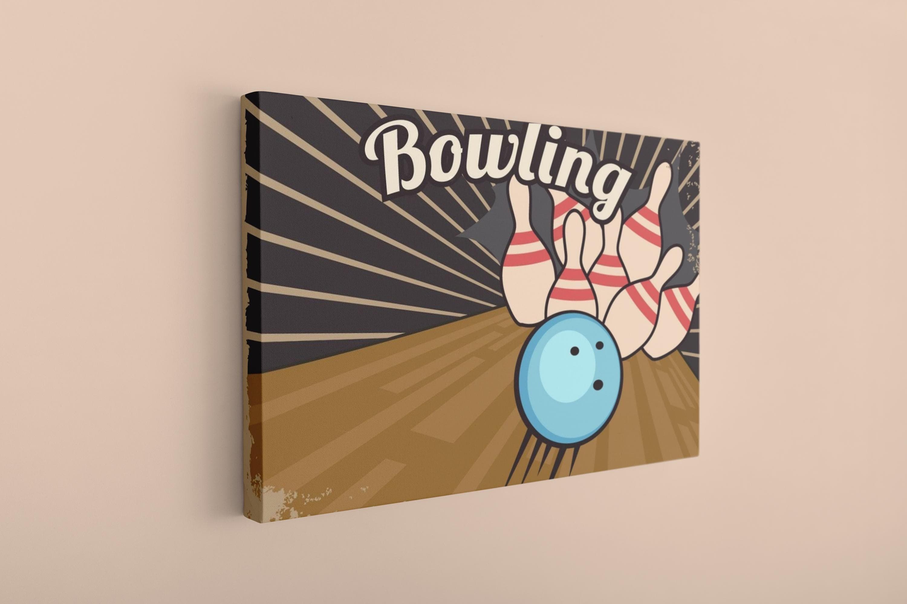Bowling Canvas, Bowling Wall Decor, Bowling Art Picture, Living Room Decor, Retro  Canvas Art, Wall Hanging Customizable Canvas, Gift Dad - image 4