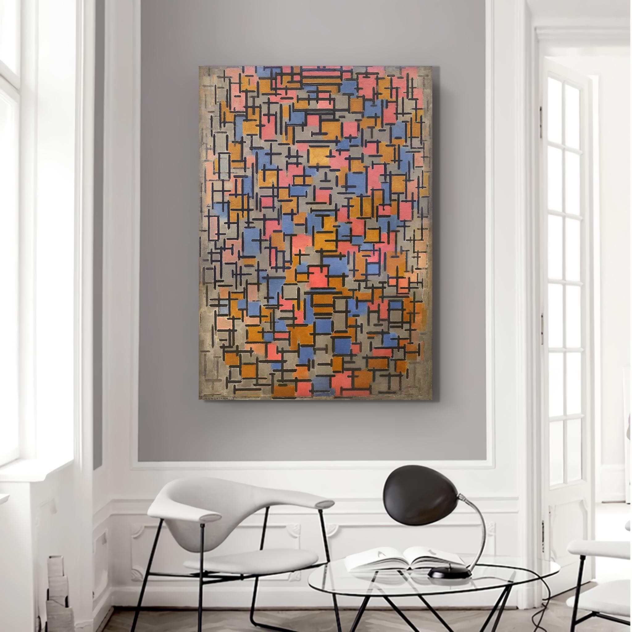 Mondrian Inspired Abstract Canvas Wall Art, Geometric Modern Painting, Color Block Abstract Art Print, Mid Century Contemporary Wall Decor - image 3