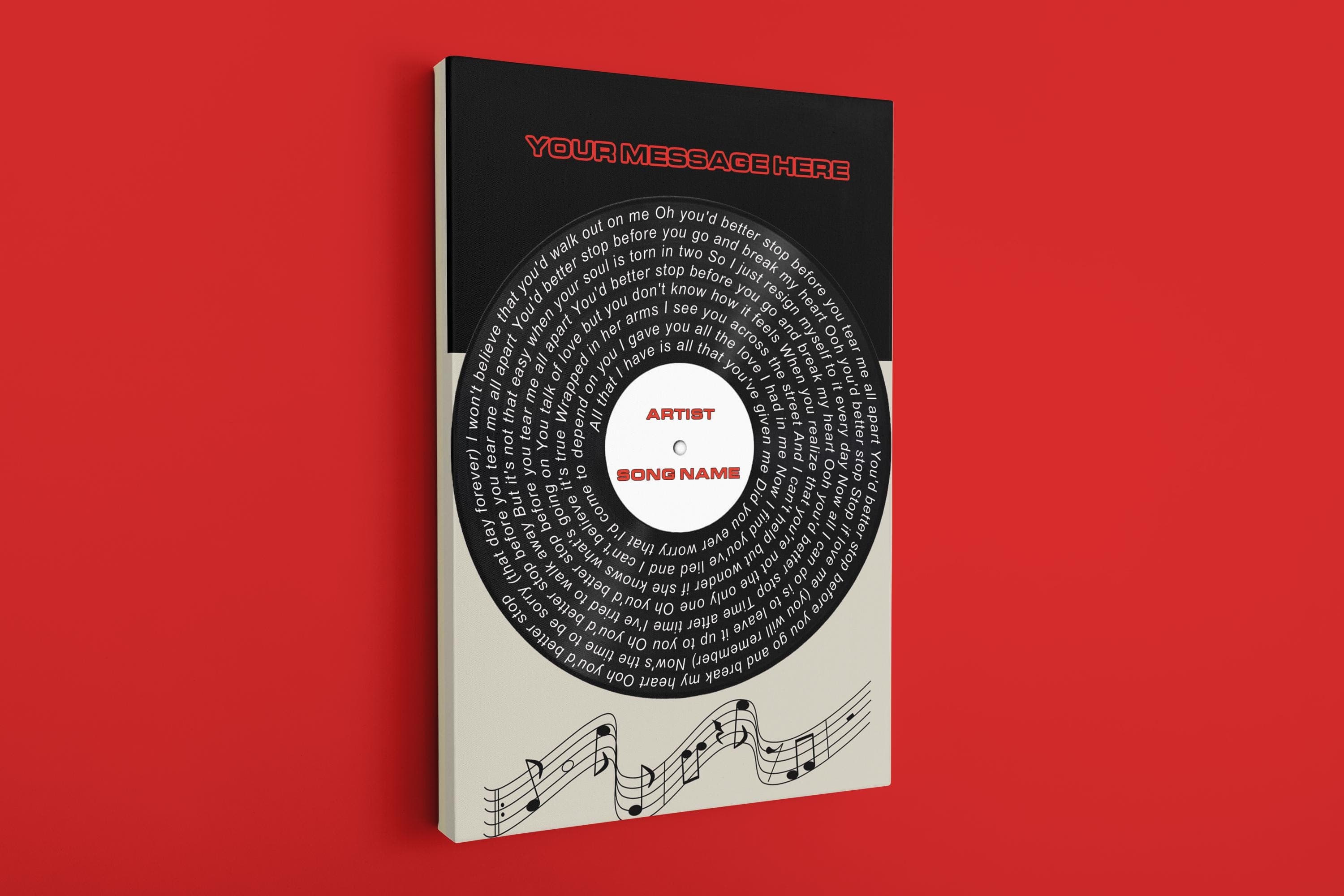 Personalized Spiral Record Print with Song Lyrics,Custom Vinyl Song Lyrics Wall Art, Custom Digital Music Poster for Music Lovers