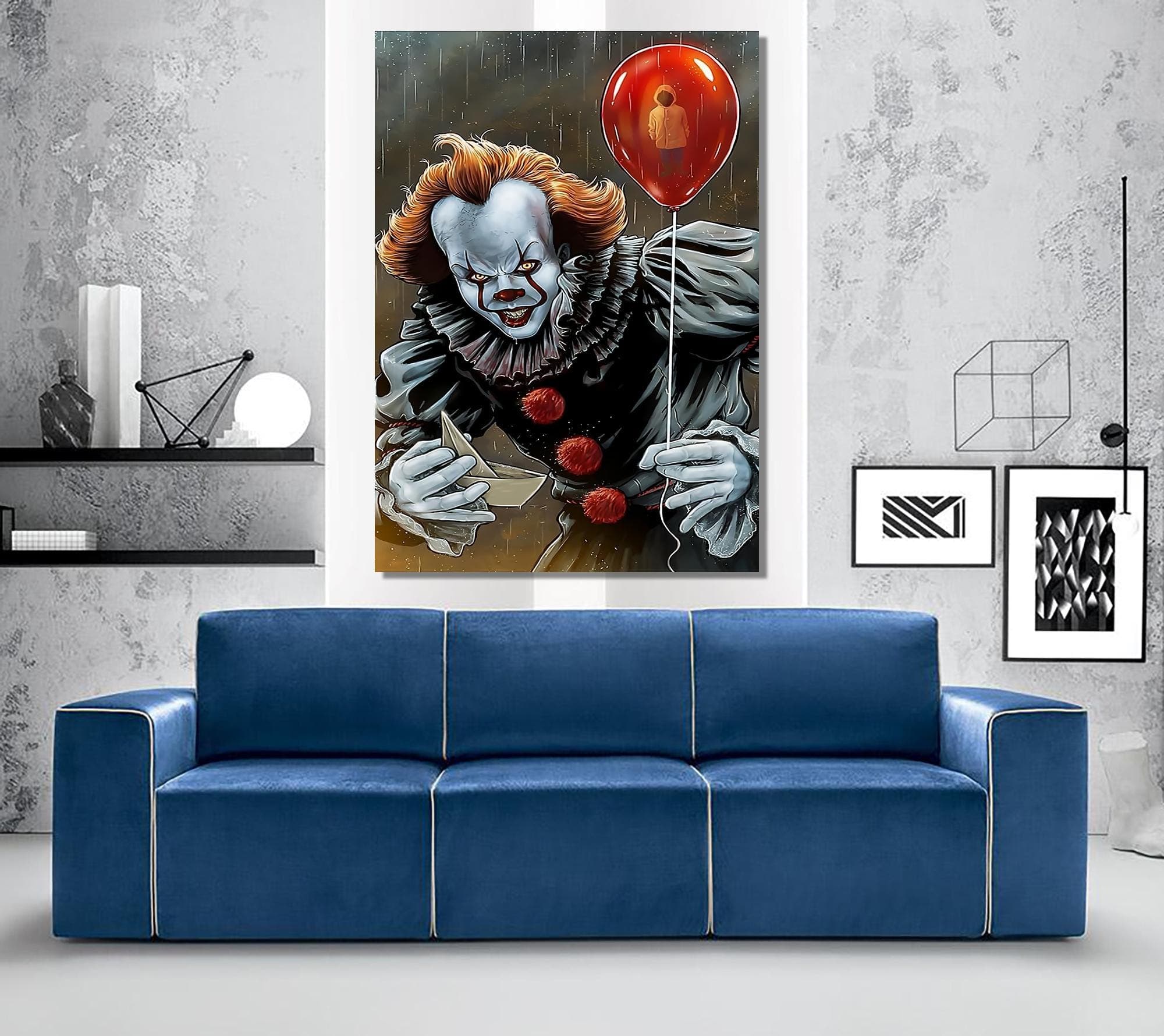 Pennywise art, Horror Movies Canvas,Pennywise Canvas Art, Horror Wall Art, Print,  Colorful  Canvas Customizable Canvas