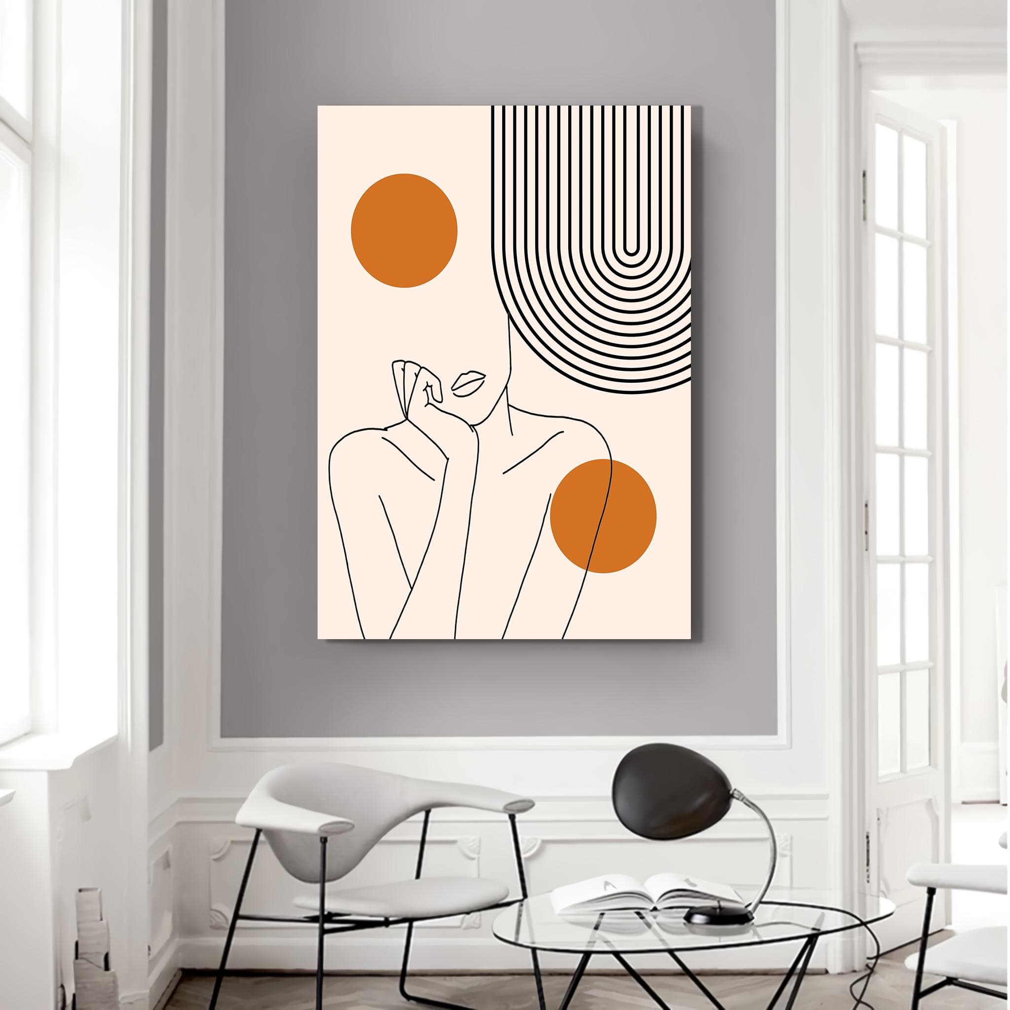 Abstract Woman Line Art Canvas Print: Mid-Century Modern Wall Decor