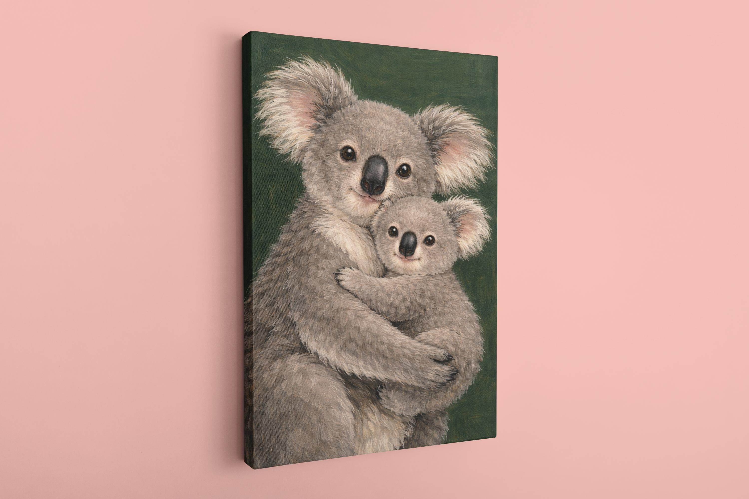 Koala Mother  Baby Canvas,Cute Animal Wall Art,Nursery Decor,Wildlife Painting,Baby Room Decor,Australian Animal Art,Soft Neutral Wall Art - image 3