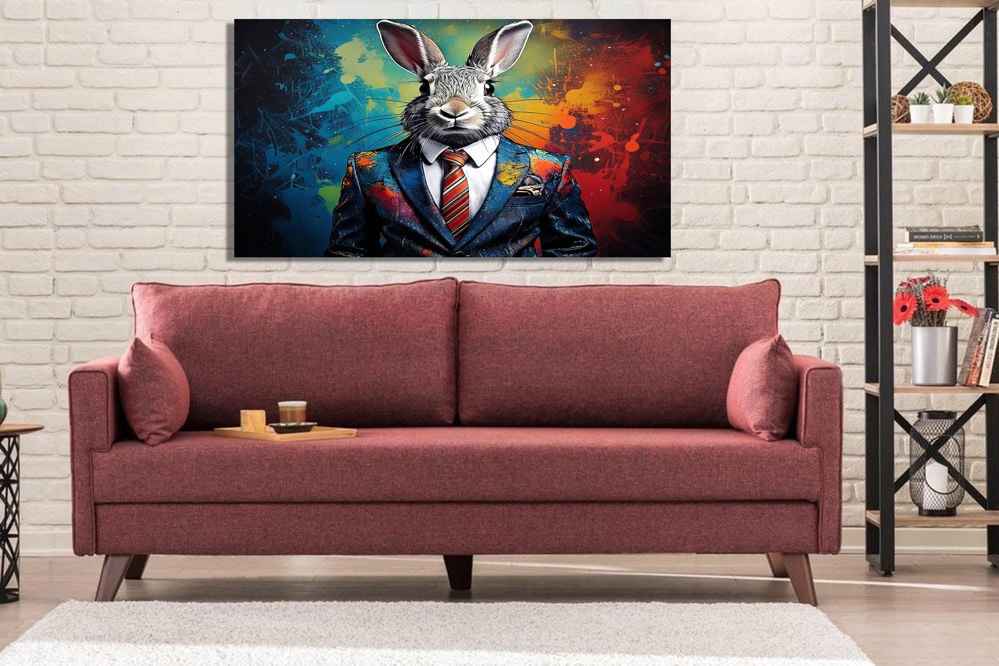 Rabbit in Suit Canvas Print: Fun Animal Wall Art