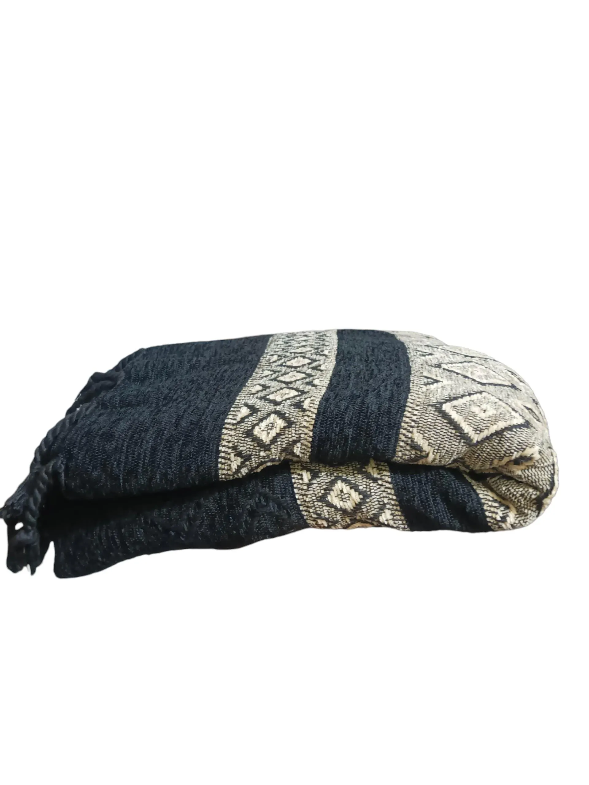 Handmade Indian Shawl Afghan Woolen Patoo Scarf - Large Size Black Color Dhussa, Men Women Shawl - image 4