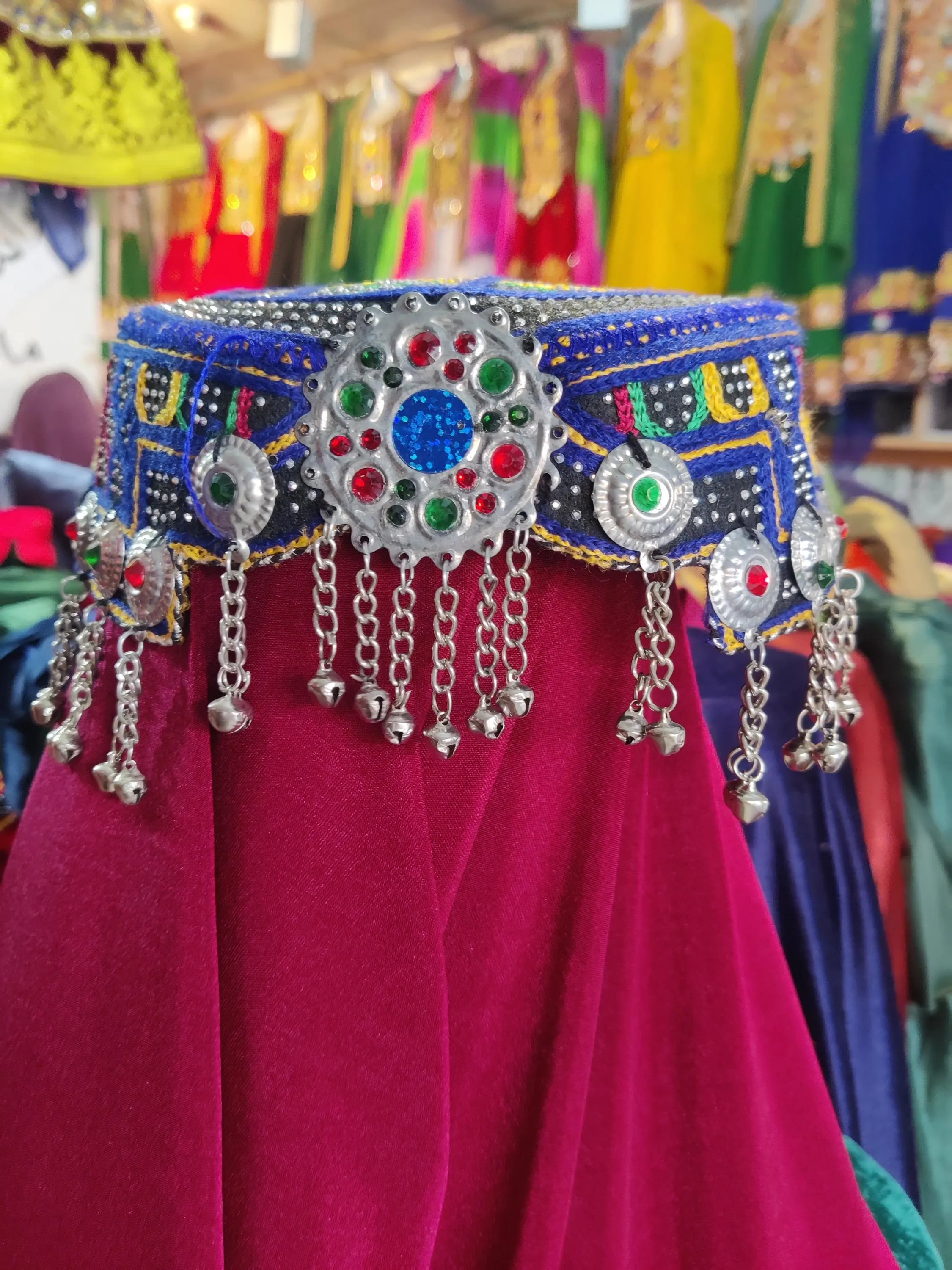 Handmade Afghan Embroidered Cap: For women Halima Sultan Cultural Headpiece, women's Embellished headwear - image 4