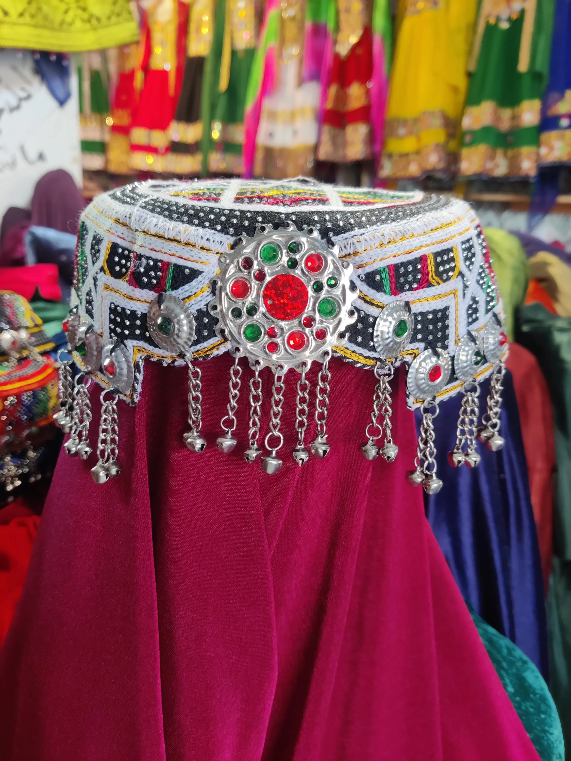Handmade Afghan Embroidered Cap: For women Halima Sultan Cultural Headpiece, women's Embellished headwear - image 3