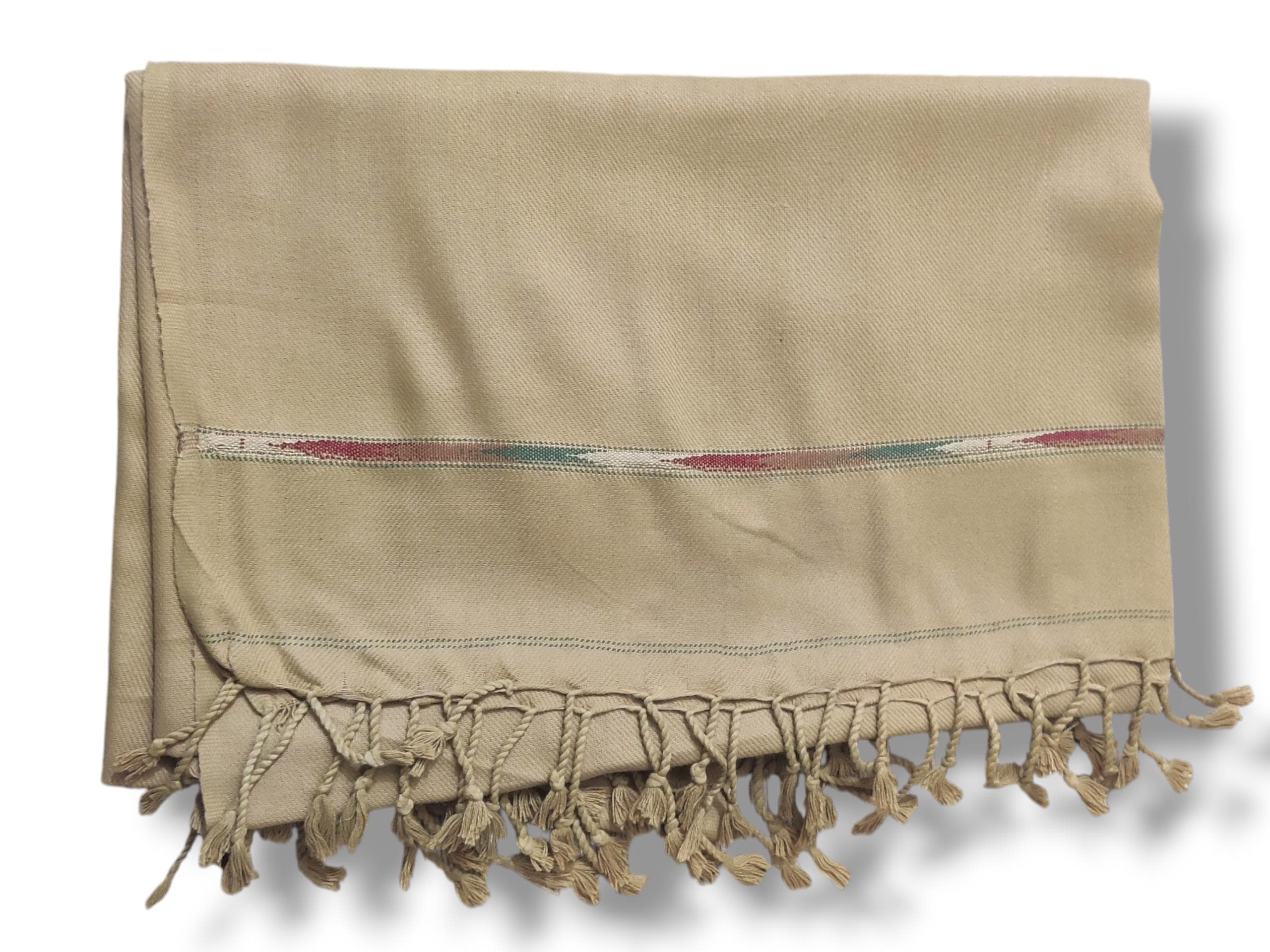 Acro Woolen Dhussa Shawl - Men's Handmade Afghan Patu shawl -  Embroidered Border with Tassels - image 4
