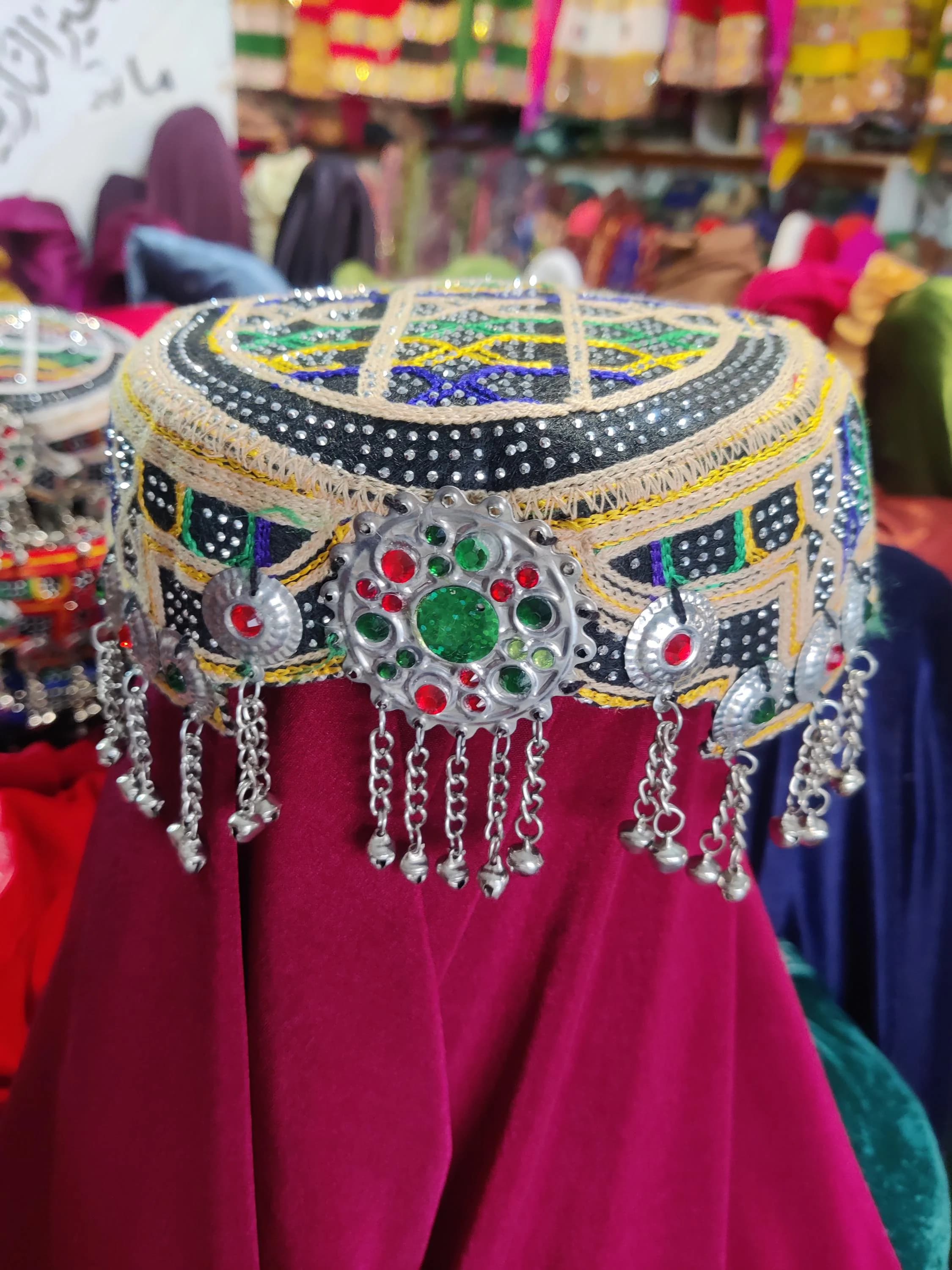 Handmade Afghan Embroidered Cap: For women Halima Sultan Cultural Headpiece, women's Embellished headwear - image 5