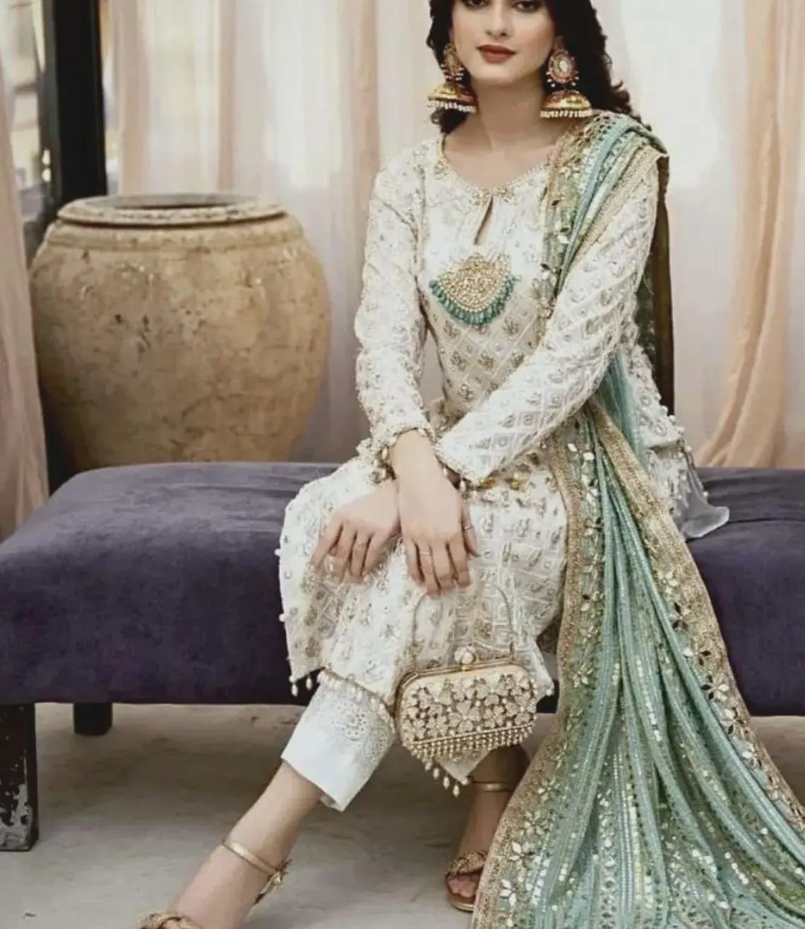 Shalwar kameez with heavy embroidered with dupata | Punjabi Suit Women - Kurta Set |Female Formal wear outfit | Indian Clothing Woman