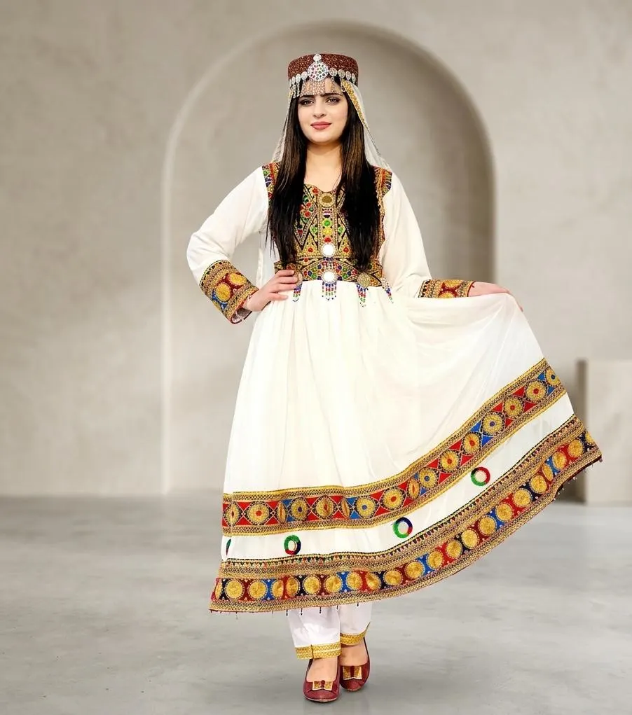 Hand Embroidered Kuchi Dress: Afghan Chiffon 3-Piece Suit, Henna night Frock  For Women - image 3