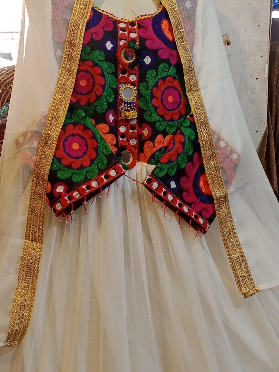 Afghan Embroidered Dress: Handmade Cotton Blend Ethnic Wear - image 3