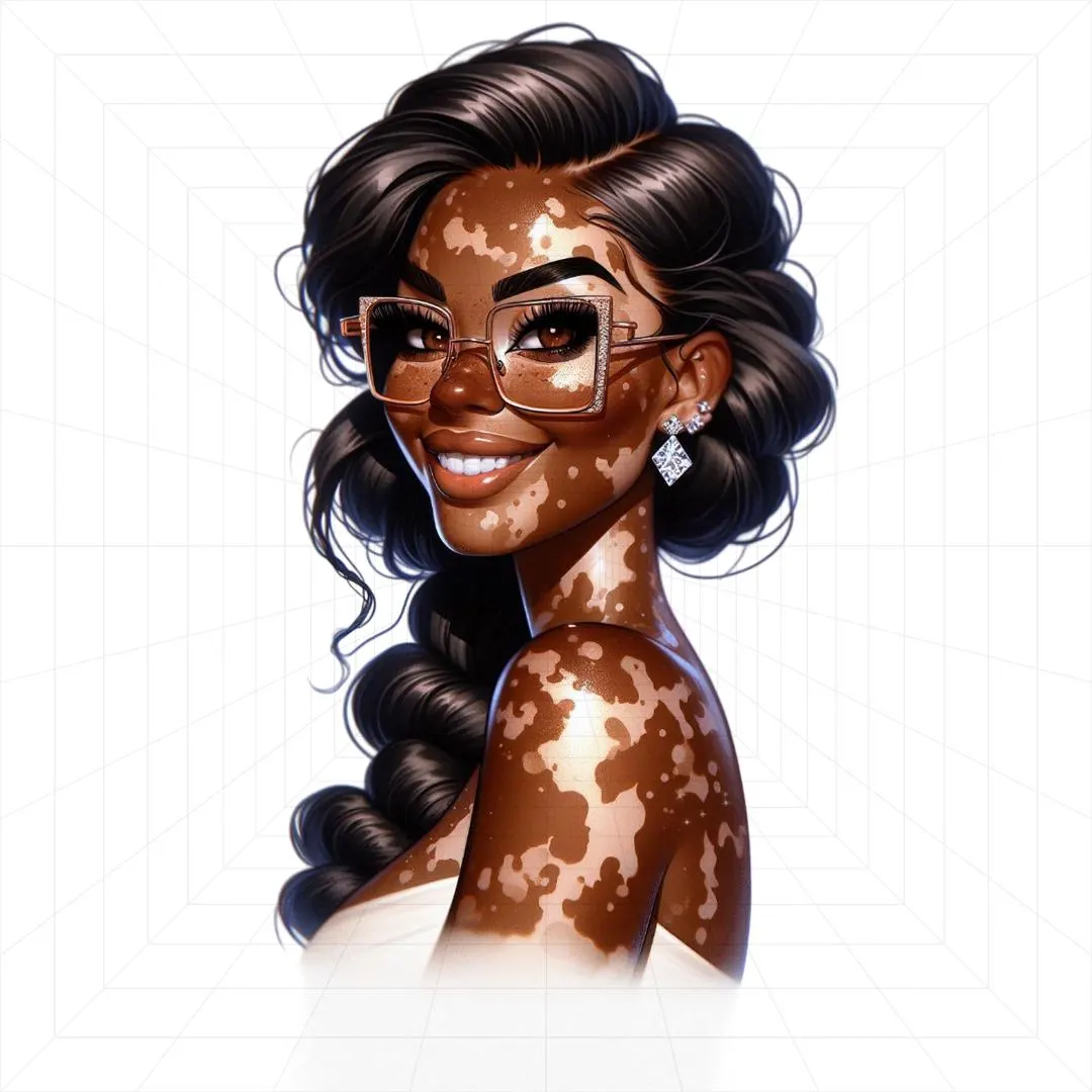 Vitiligo Woman Clipart, Black Girl Clipart, Vitiligo Clipart, Pretty Girl Clipart, Girl Boss Clipart, Fashion Girl Clipart, Afro Woman Clipa - image 5