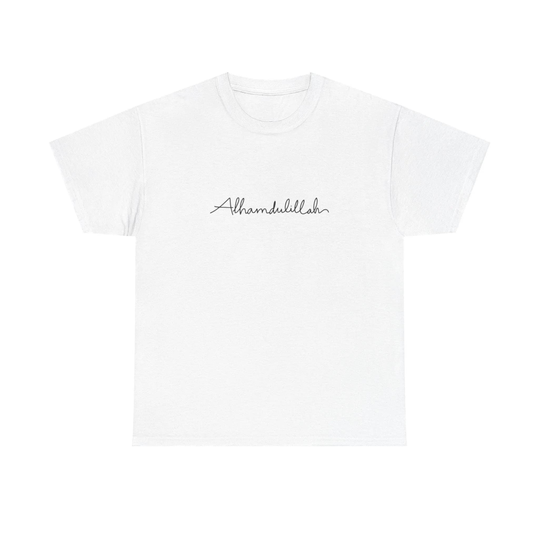 Islamic Alhamdulillah Unisex Heavy Cotton Tee, Muslim Thankful Shirt, Religious Arabic Calligraphy Top, Men Women Gift, Eid Ramadan Clothing