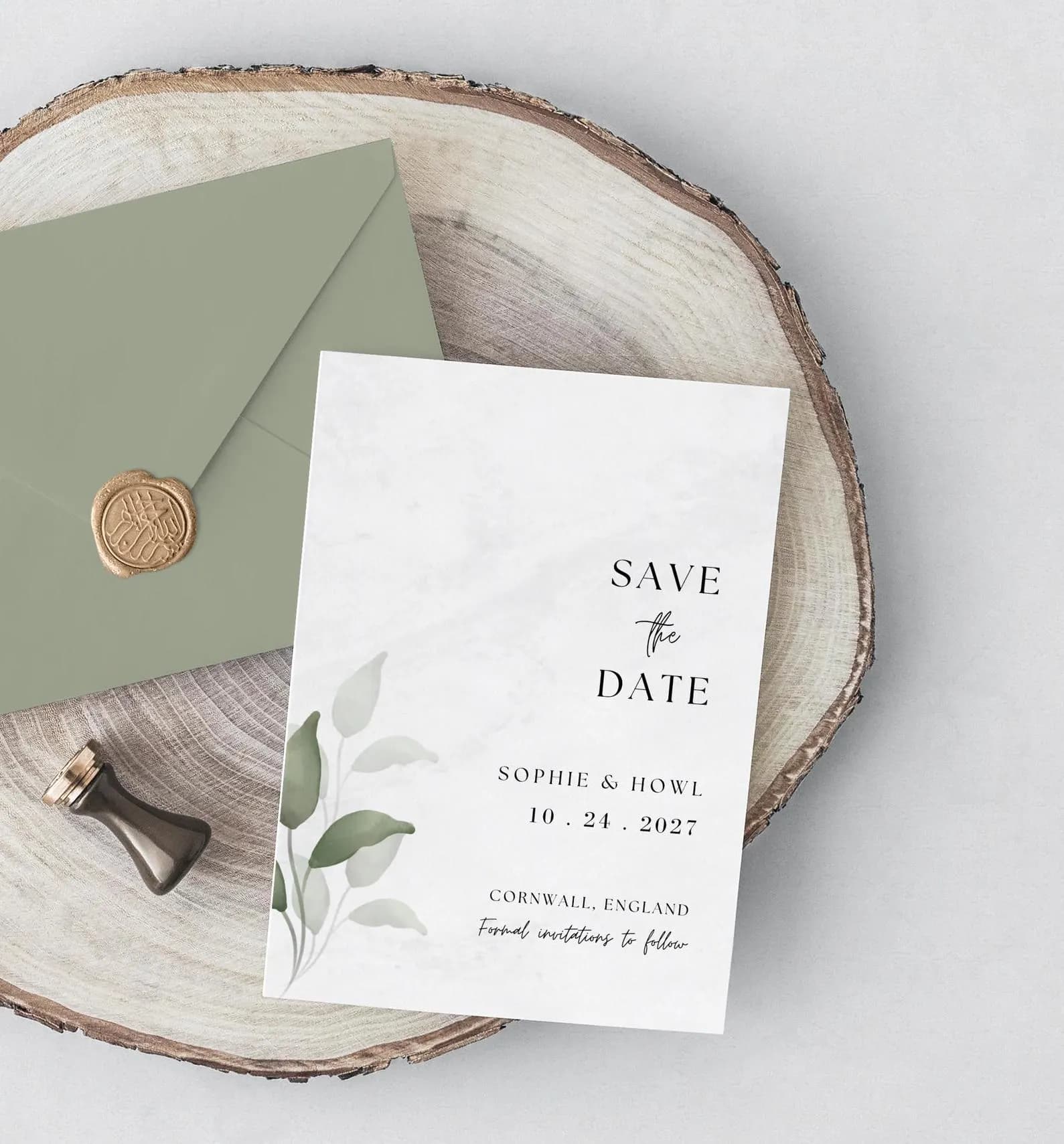 Save the Date Template, Minimalist Save the Date Invite, Woodland Wedding Save Our Date Card Canva, Modern Minimal, Green Save the Date