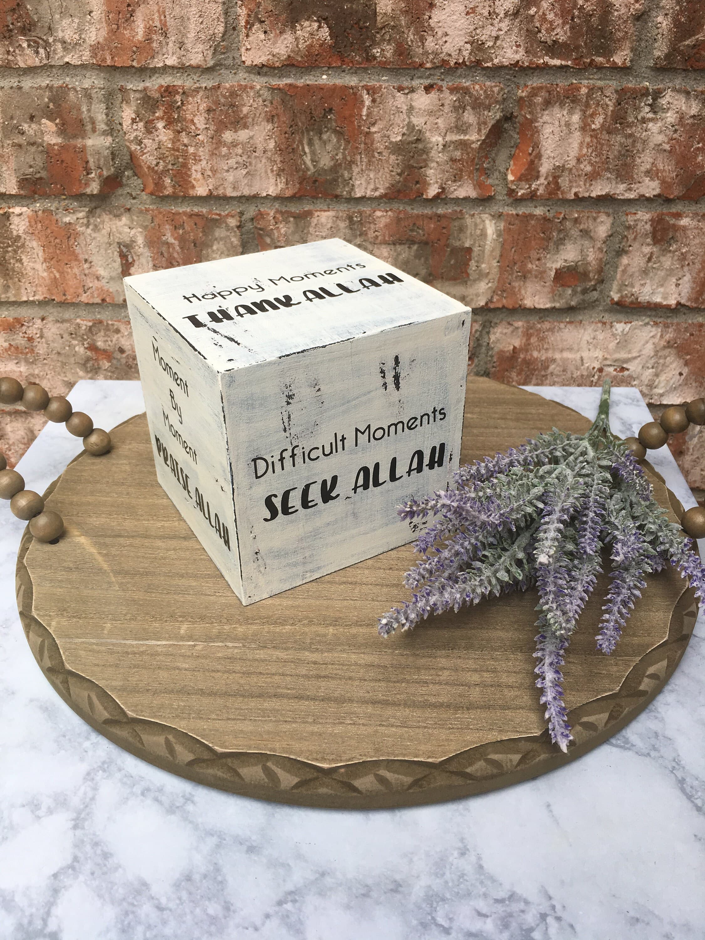 Inspirational Quotes Cube, Eid Gift, Ramadan, Rustic Home Decor