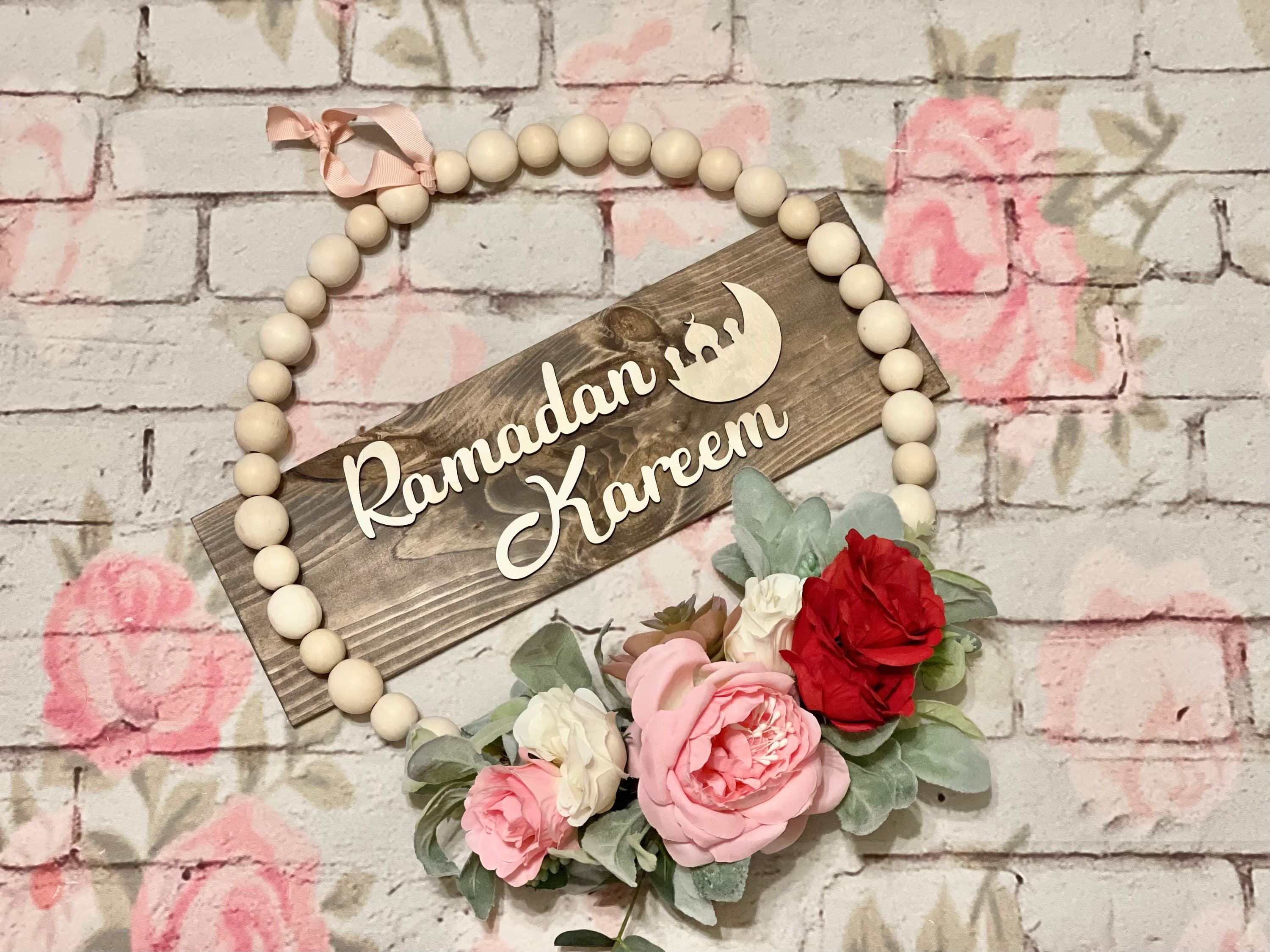 Ramadan Mubarak Wreath, Beaded Wreath, Ramadan Decor, Eid Decor
